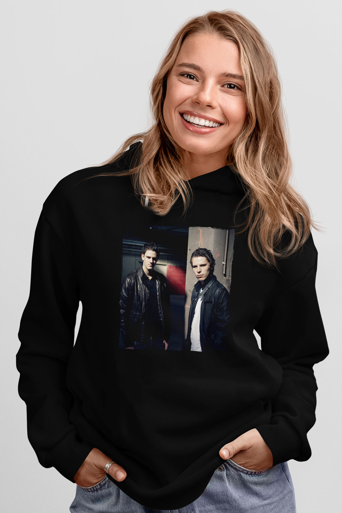 W&W Siyah Unisex Kapüşonlu Sweatshirt