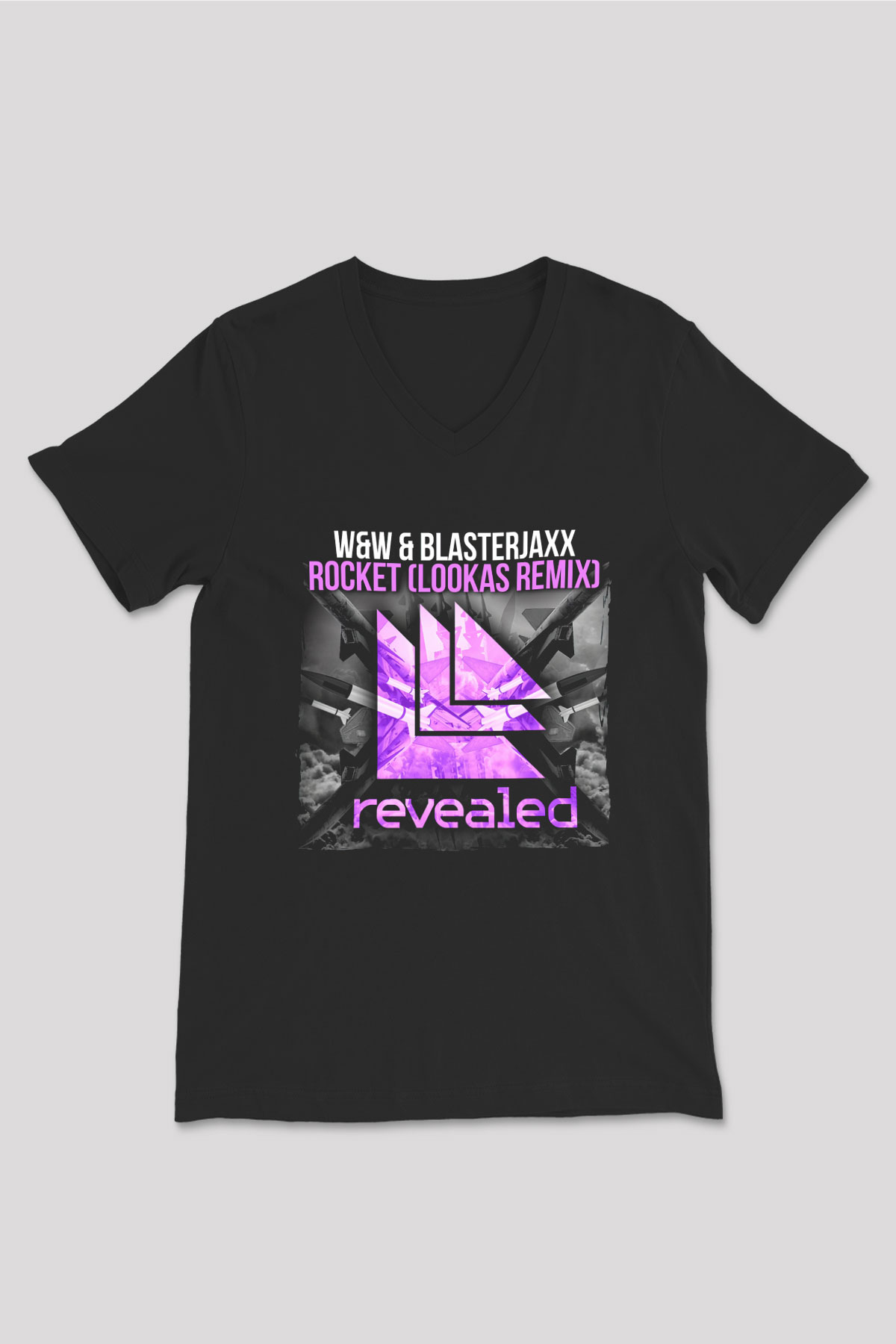 W&W Siyah Unisex V Yaka Tişört