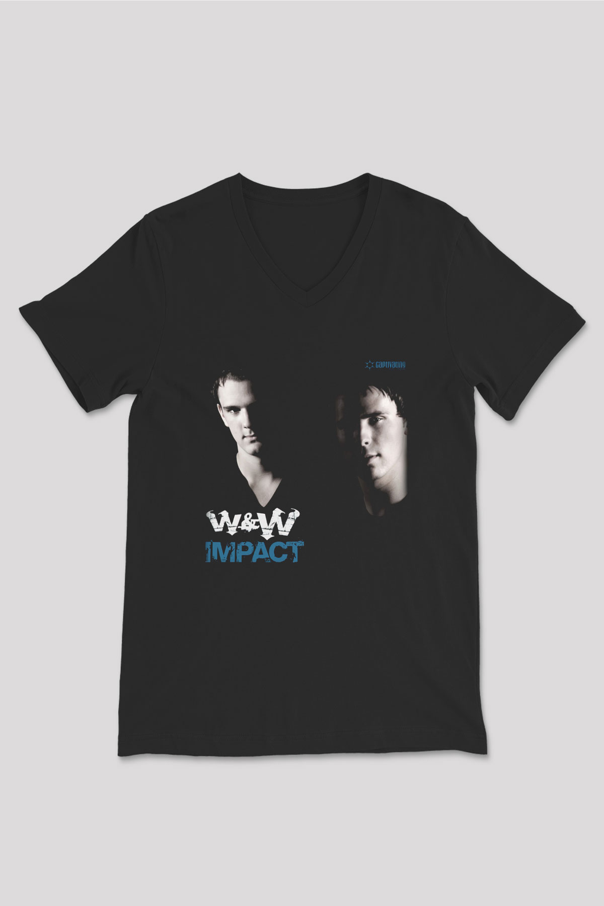 W&W Siyah Unisex V Yaka Tişört