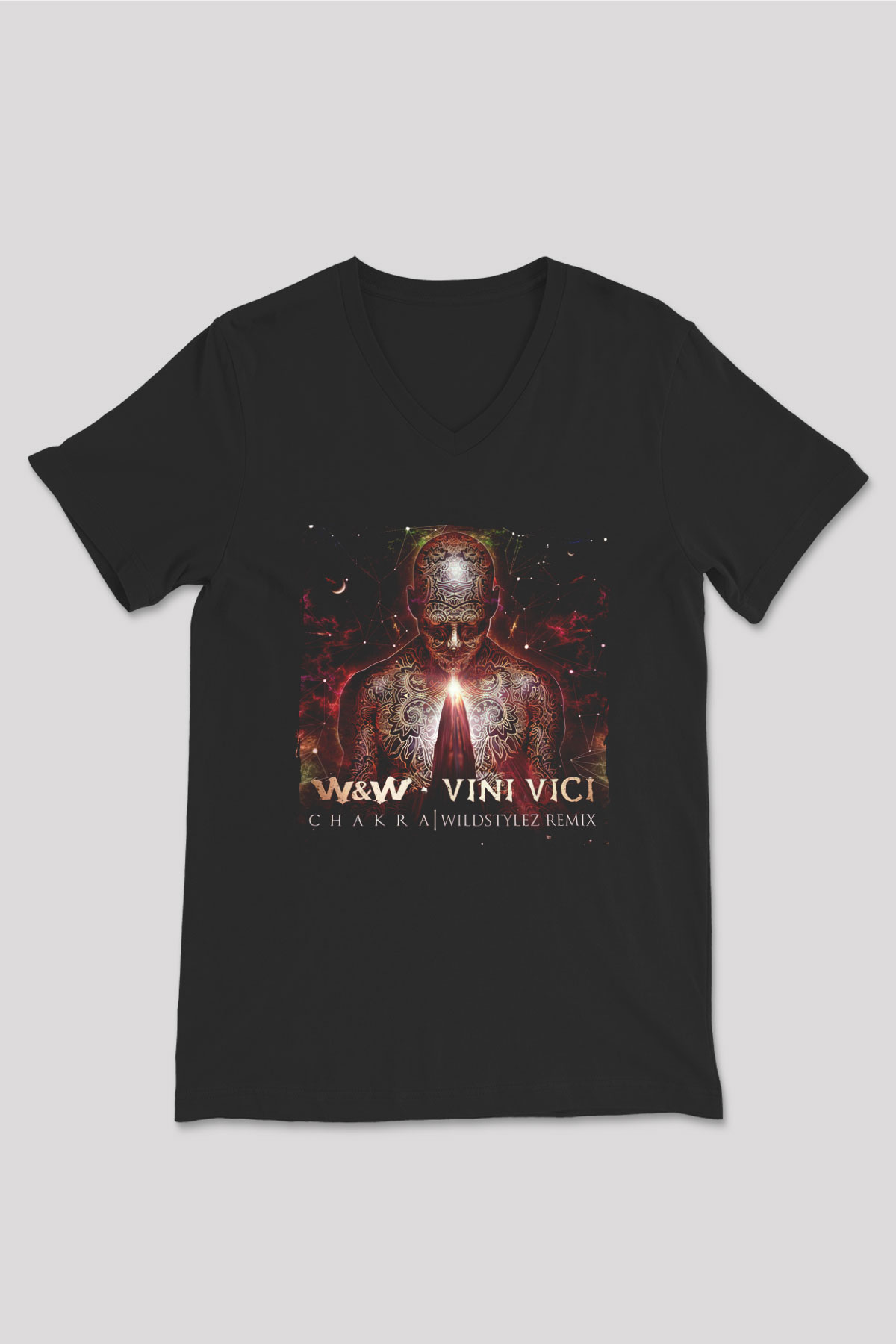 W&W Siyah Unisex V Yaka Tişört