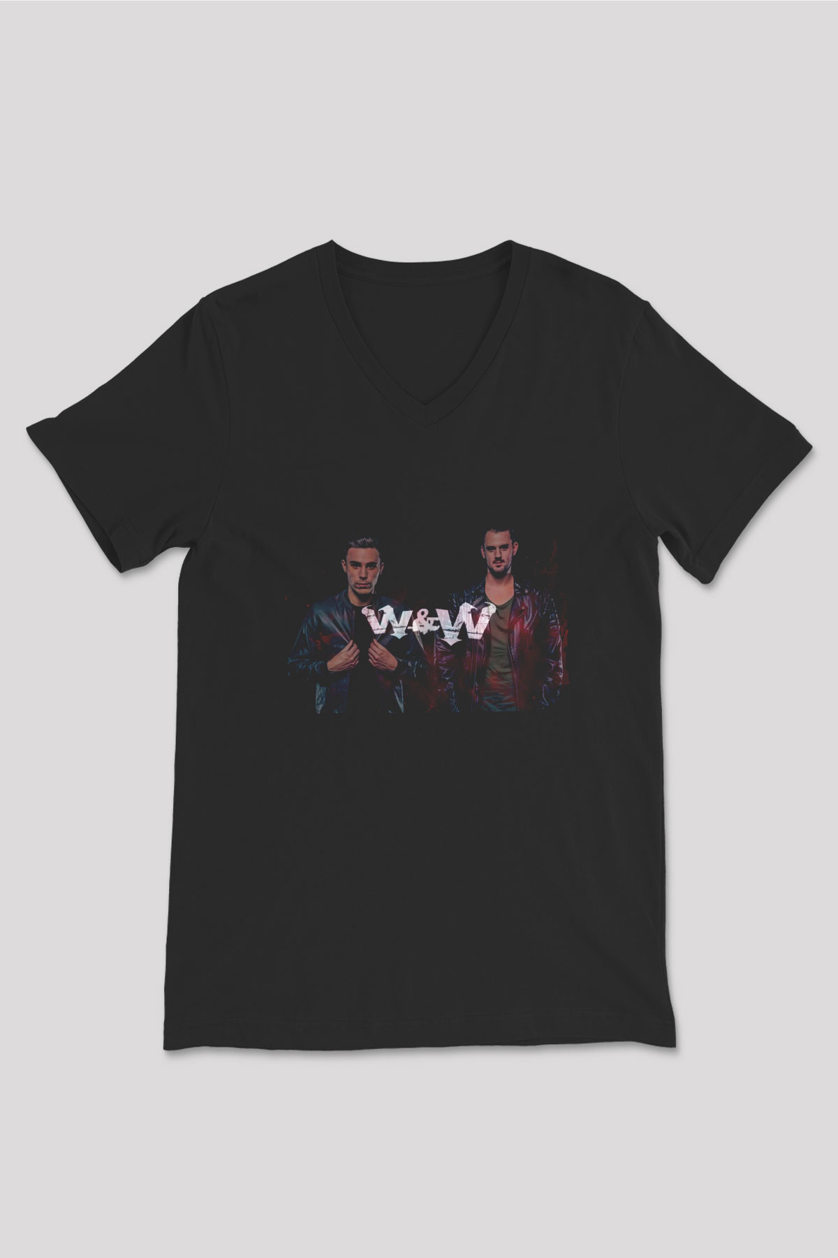 W&W Siyah Unisex V Yaka Tişört