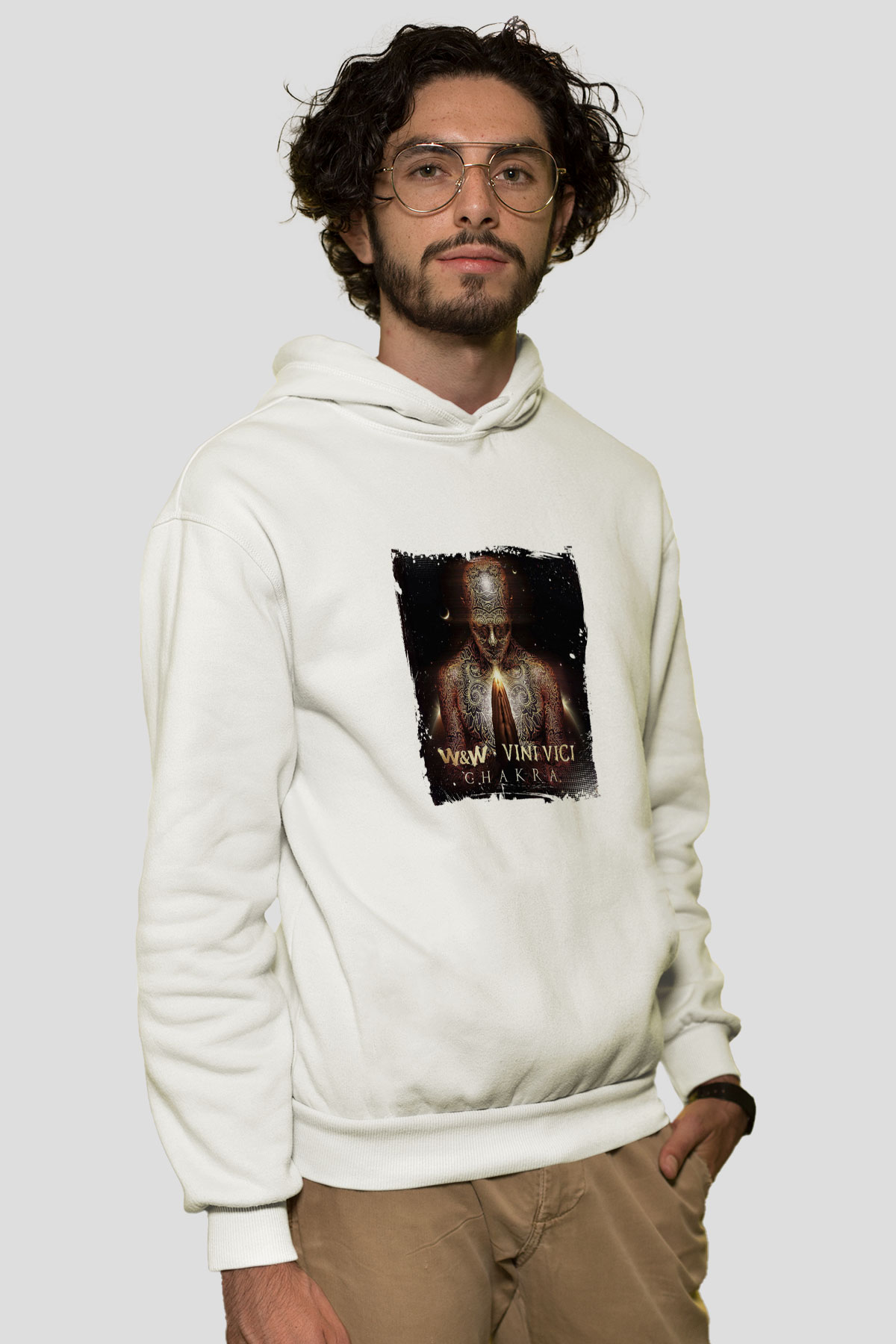 W&WBaskılı Beyaz Hoodie