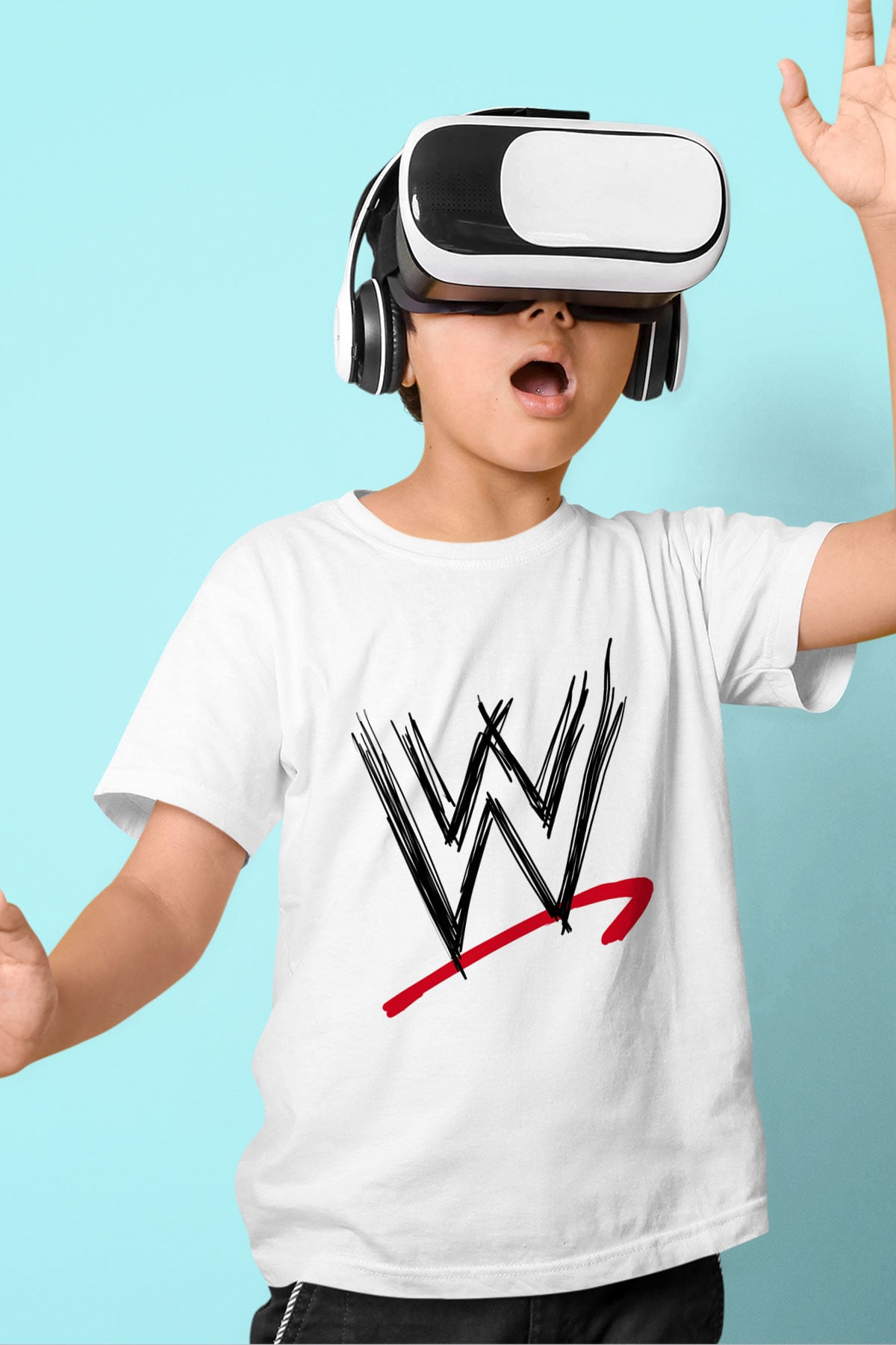 WWE Baskılı Beyaz Unisex Çocuk Tişört