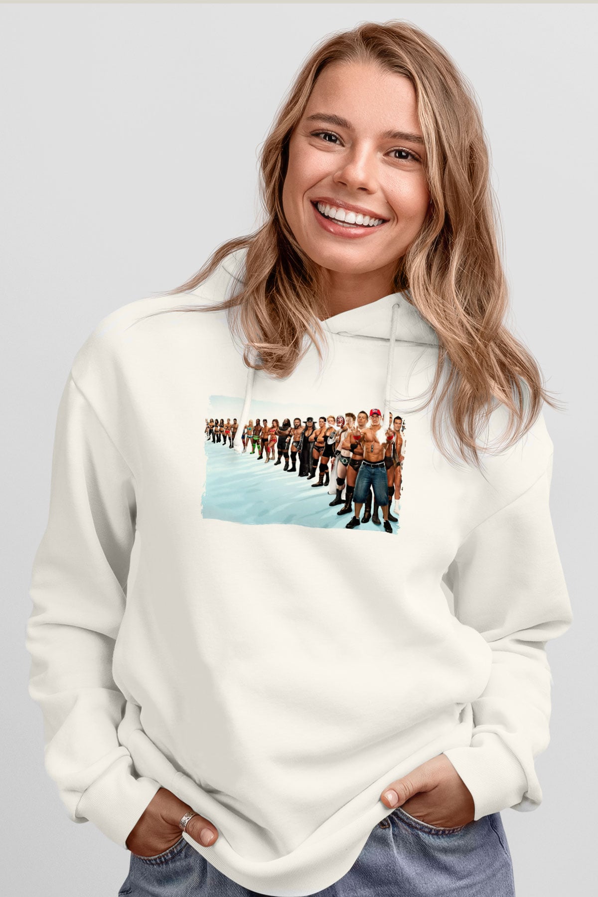WWE Beyaz Unisex Hoodie