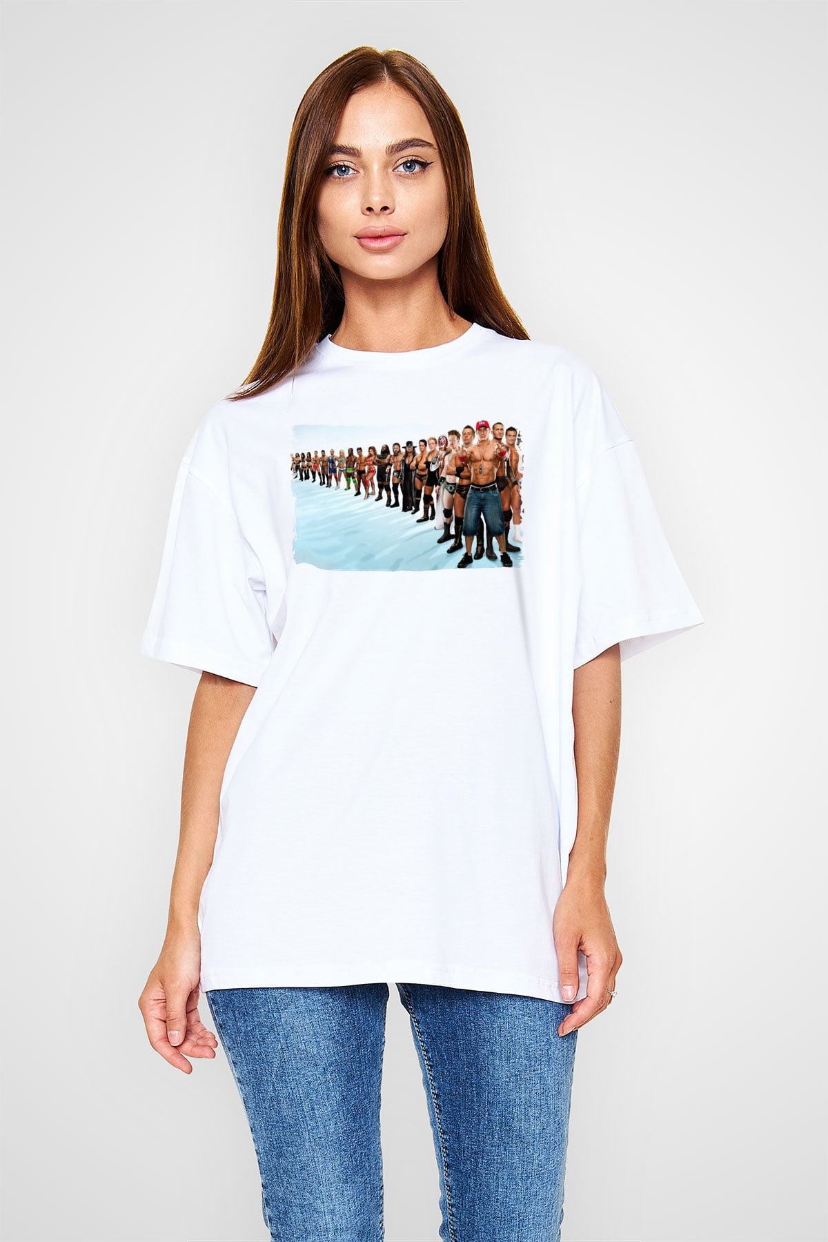 WWE Beyaz Oversize Tişört