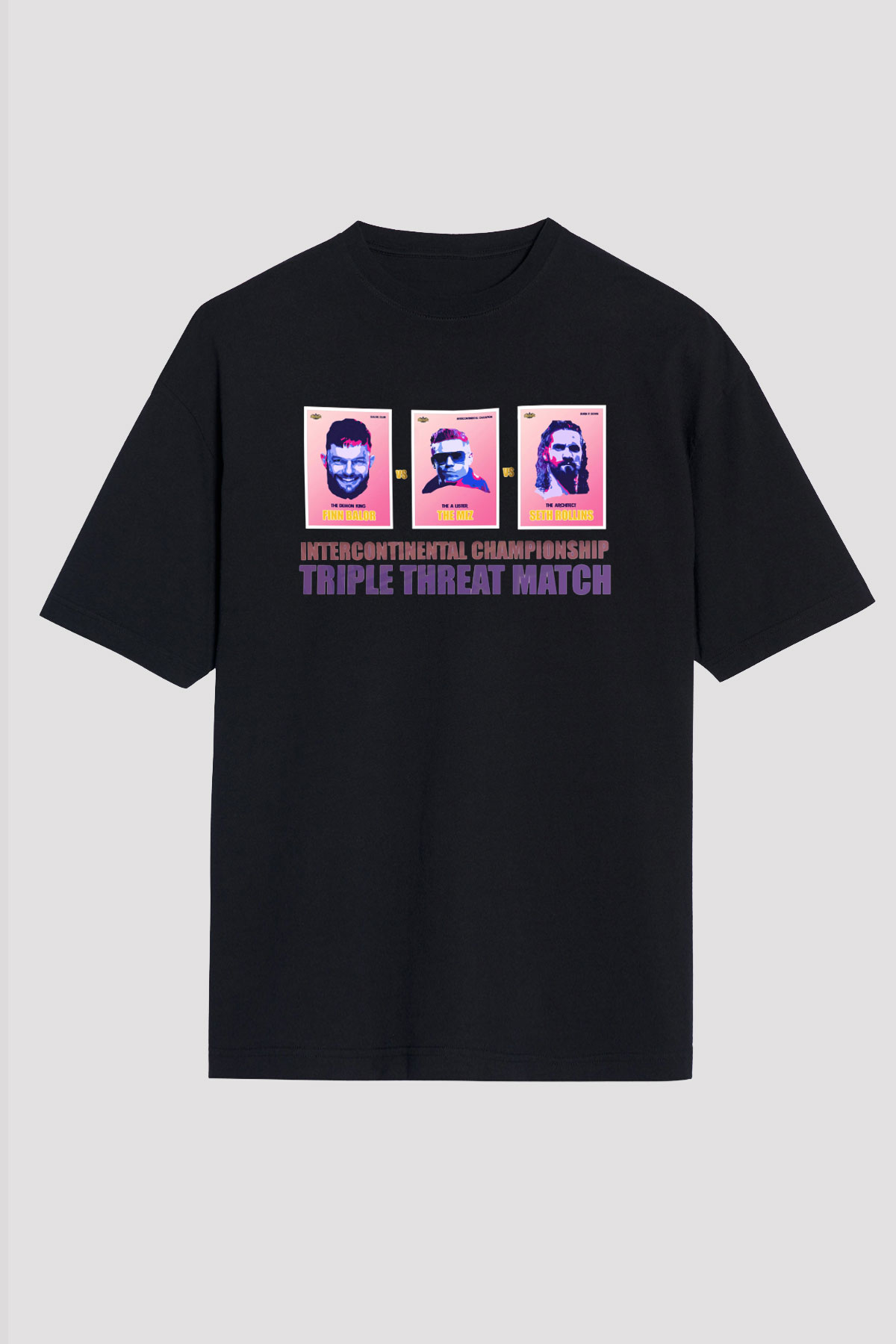 WWE Siyah Unisex Oversize Tişört