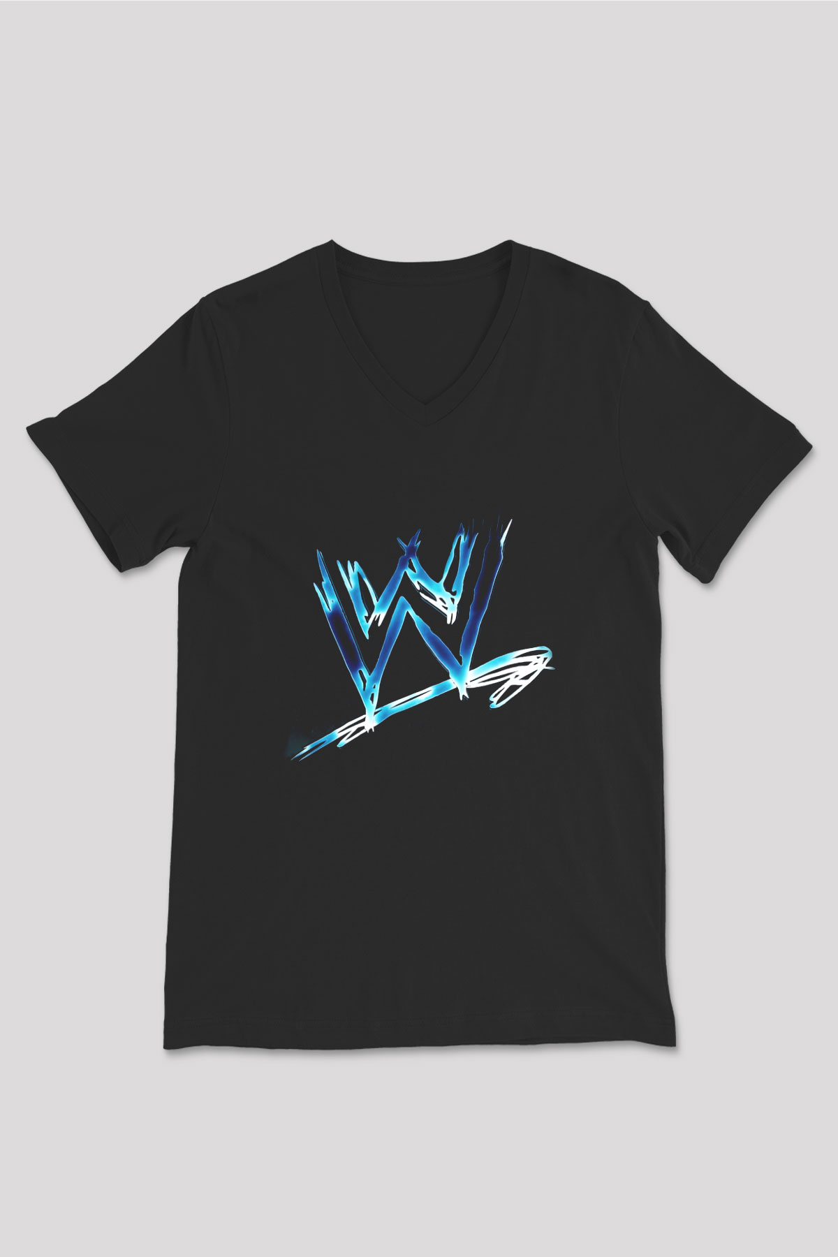 WWE Siyah Unisex V Yaka Tişört