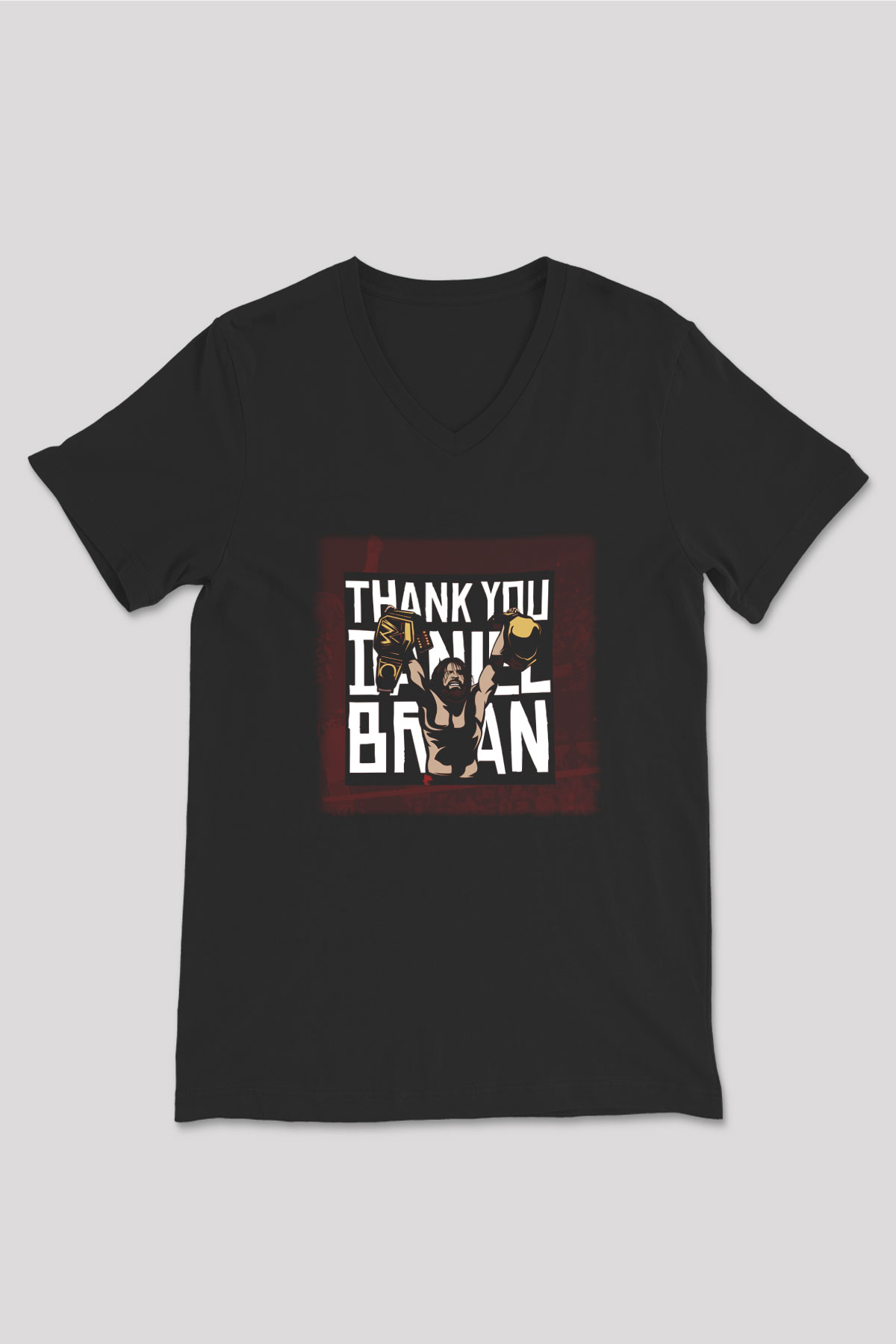WWE Siyah Unisex V Yaka Tişört