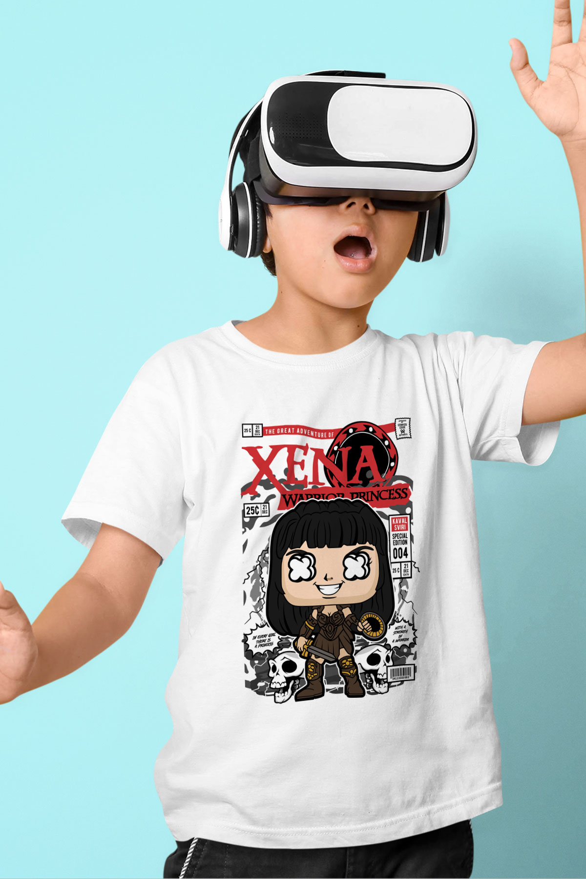XENA - Savaşçı Prenses Baskılı Unisex Beyaz Çocuk Tişört