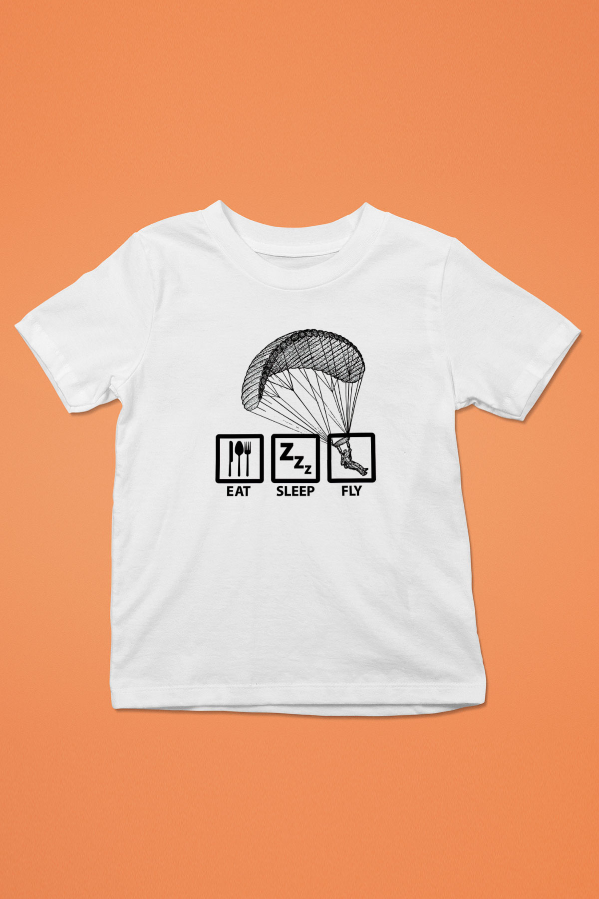 Yamaç Paraşütü Baskılı Unisex Beyaz Çocuk Tişört - Tshirt