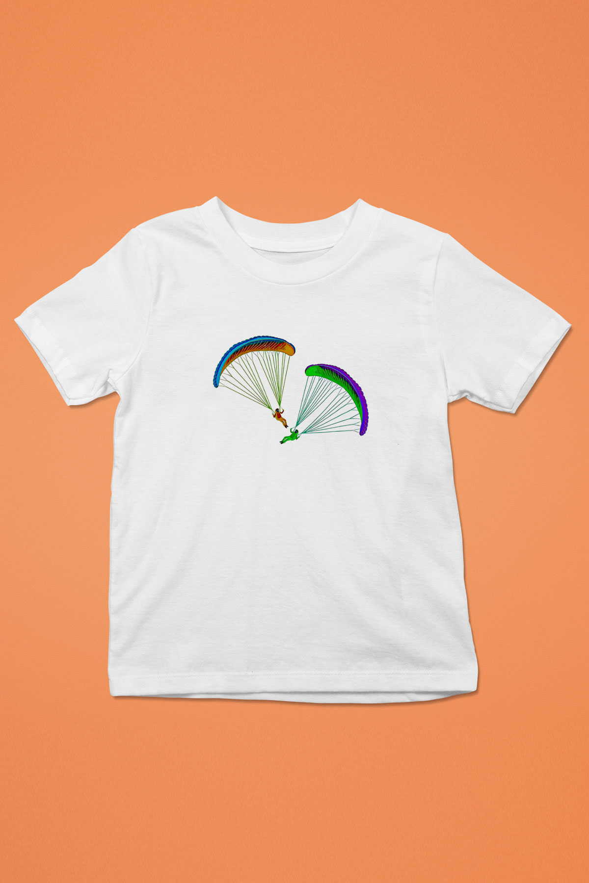 Yamaç Paraşütü Baskılı Unisex Beyaz Çocuk Tişört - Tshirt