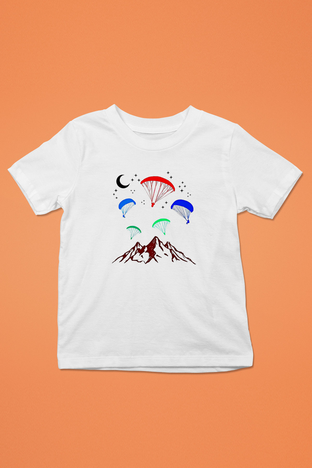 Yamaç Paraşütü Baskılı Unisex Beyaz Çocuk Tişört - Tshirt