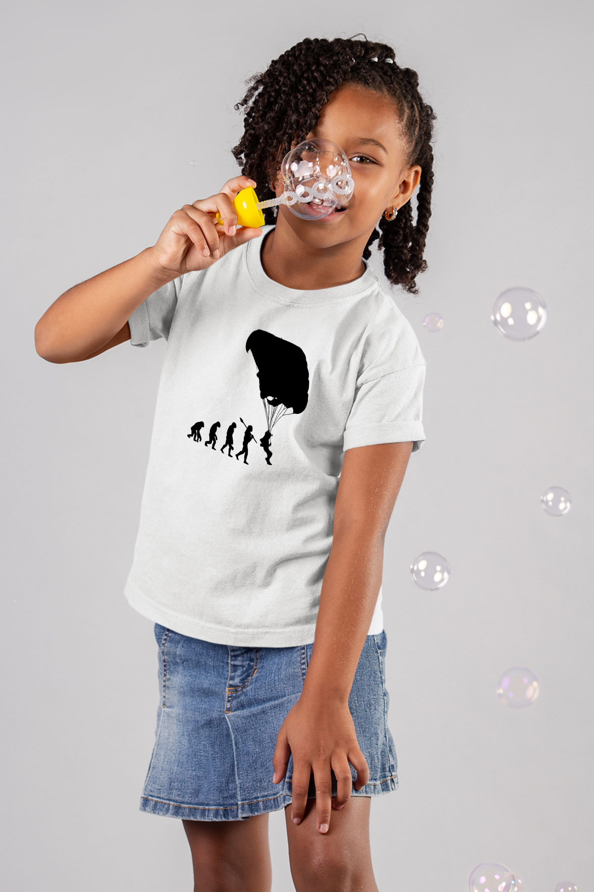 Yamaç Paraşütü Baskılı Unisex Beyaz Çocuk Tişört - Tshirt