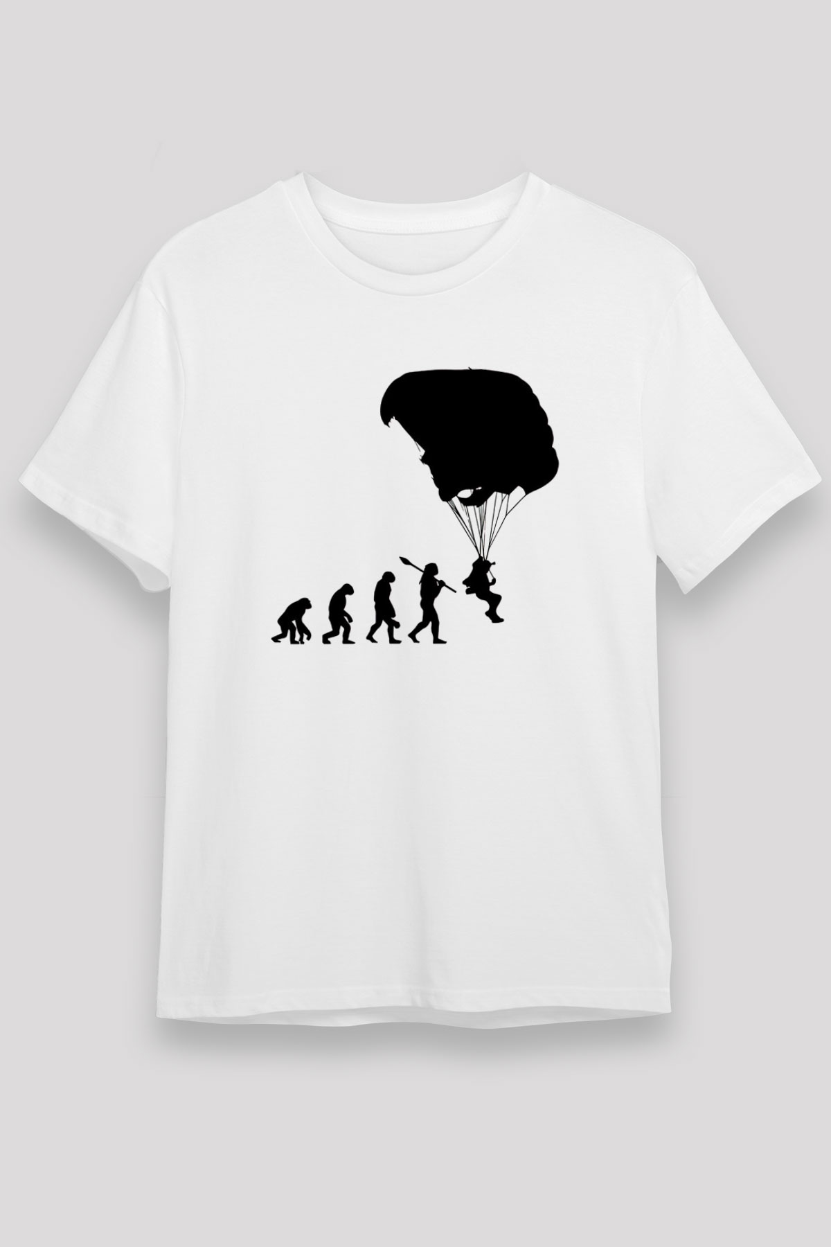 Yamaç Paraşütü Baskılı Unisex Beyaz Tişört - Tshirt