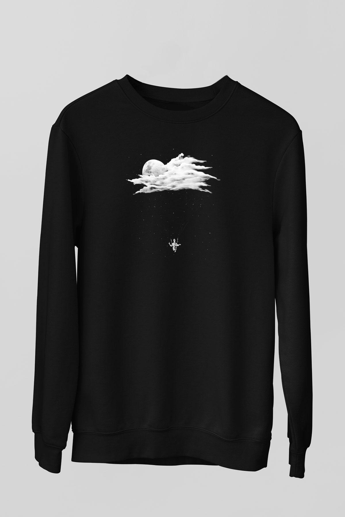 Yamaç Paraşütü - Paragliding Baskılı Unisex Siyah Sweatshirt