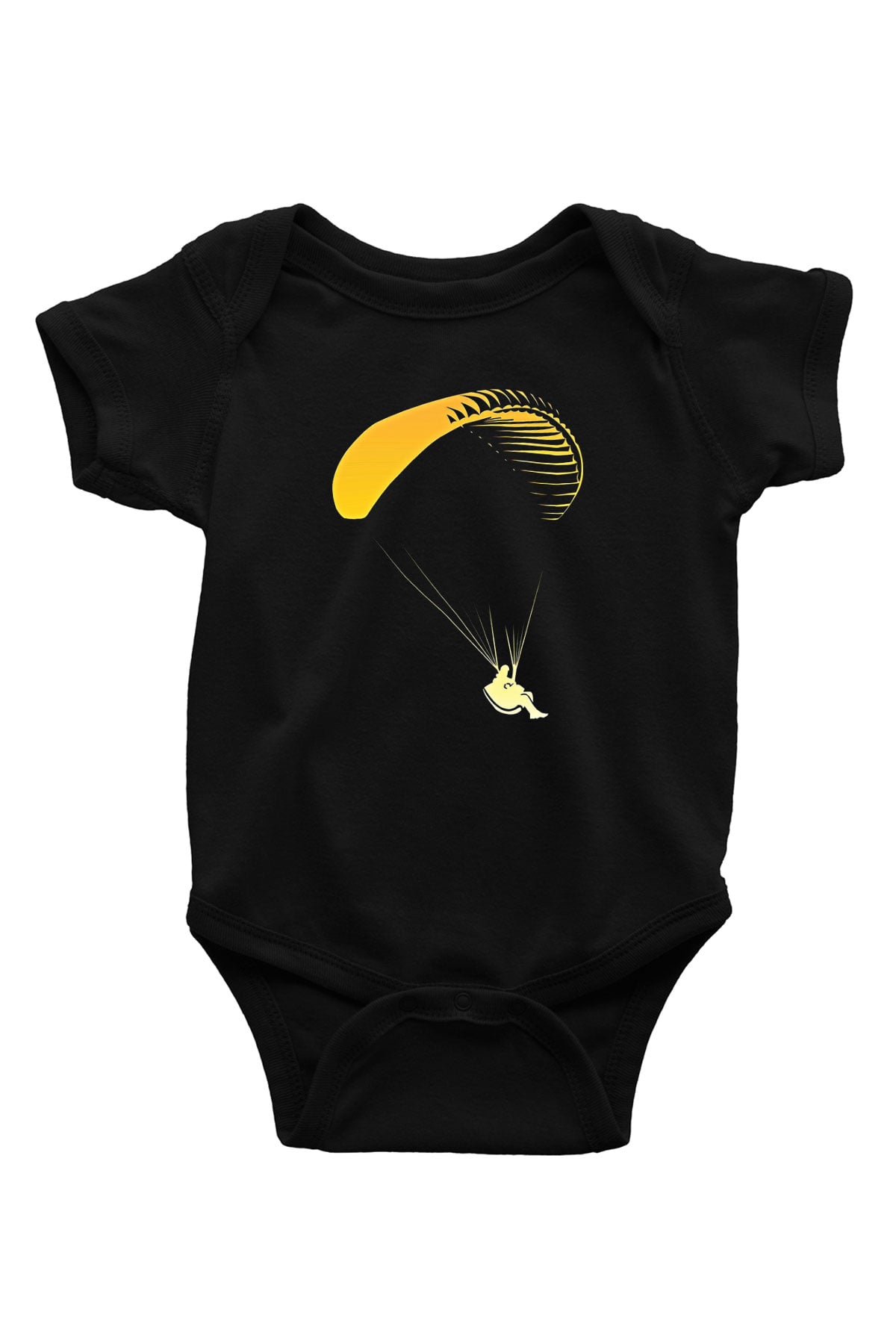 Yamaç Paraşütü - Paragliding Baskılı Unisex Siyah Bebek Body - Zıbın