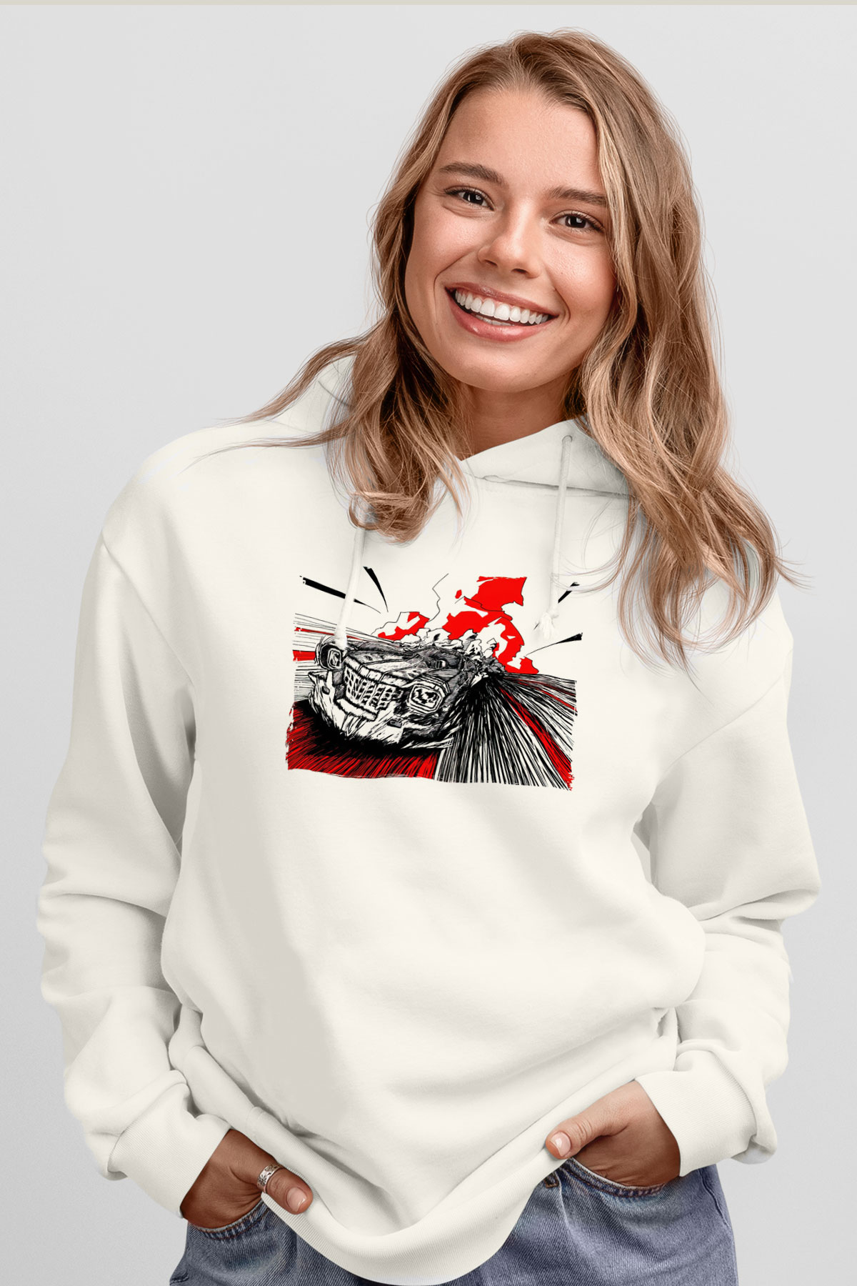 Yarış ArabasıBeyaz  Unisex Hoodie