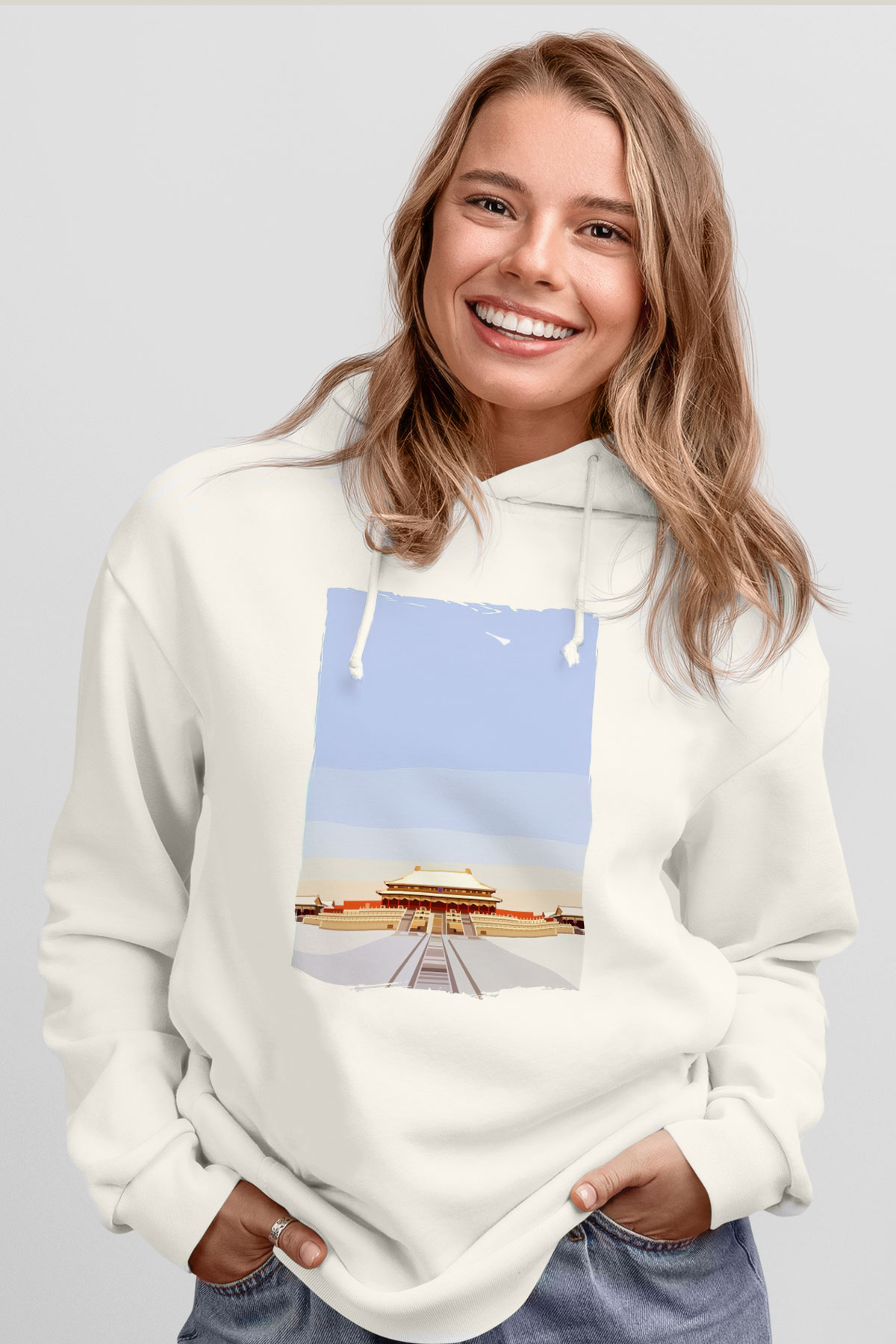 Yasak Şehir Beyaz Unisex Hoodie