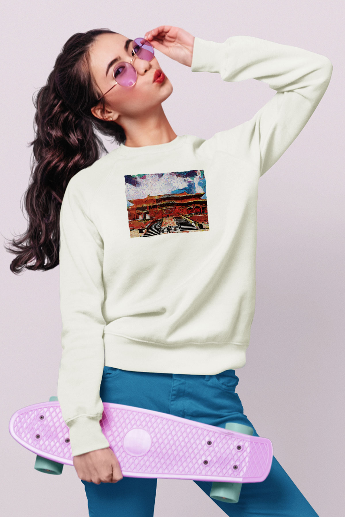 Yasak Şehir Beyaz Unisex Sweatshirt
