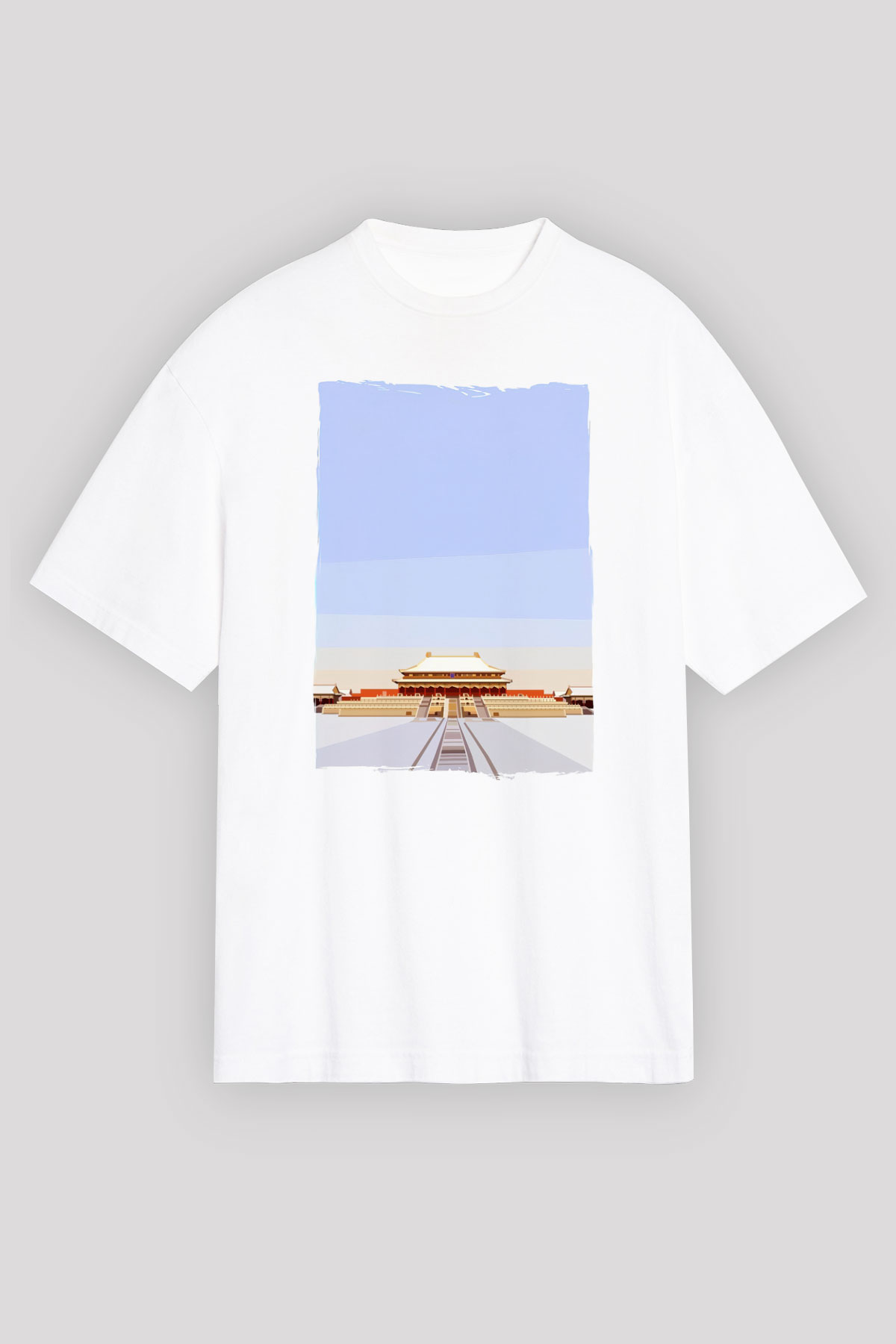 Yasak Şehir Beyaz Oversize Tişört Oversize T-shirt - TişörtFabrikası