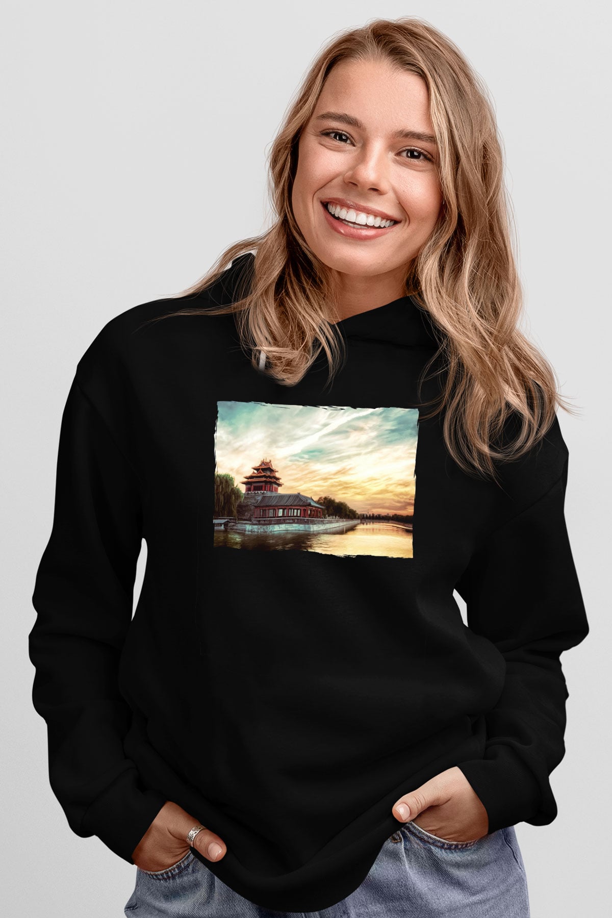 Yasak Şehir Siyah Unisex Hoodie