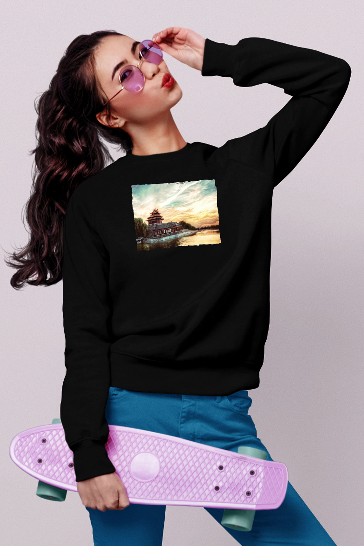 Yasak Şehir Siyah Unisex Sweatshirt
