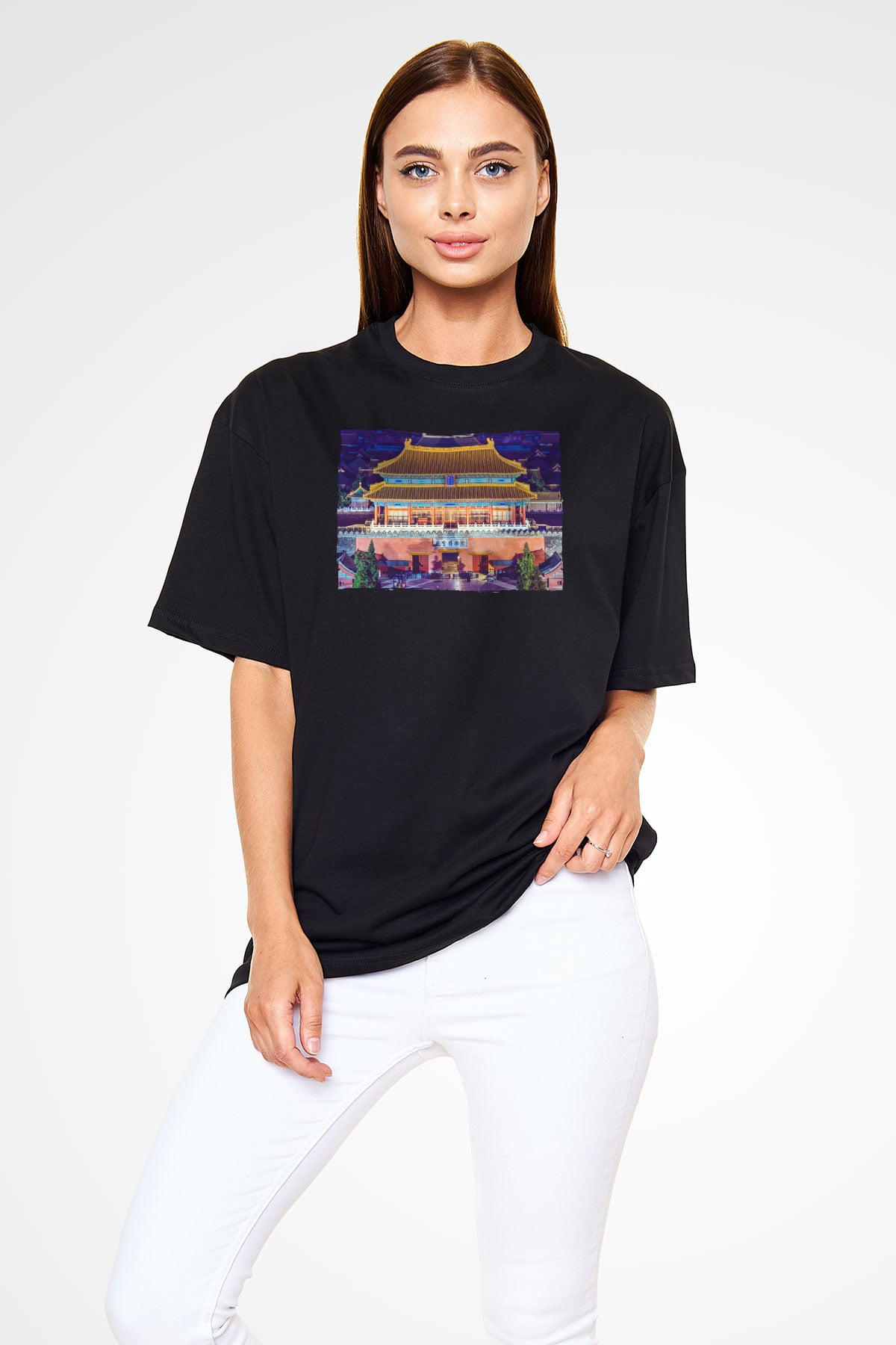 Yasak Şehir Siyah Oversize Tişört Oversize T-shirt - TişörtFabrikası