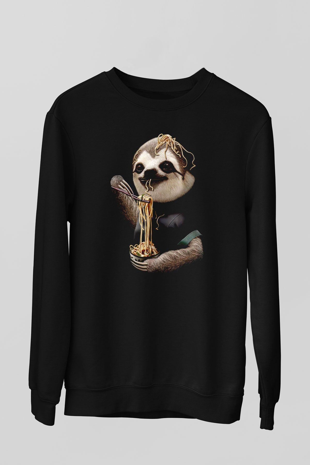 Yavaş Yeme Yarışması Baskılı Unisex Siyah  Sweatshirt