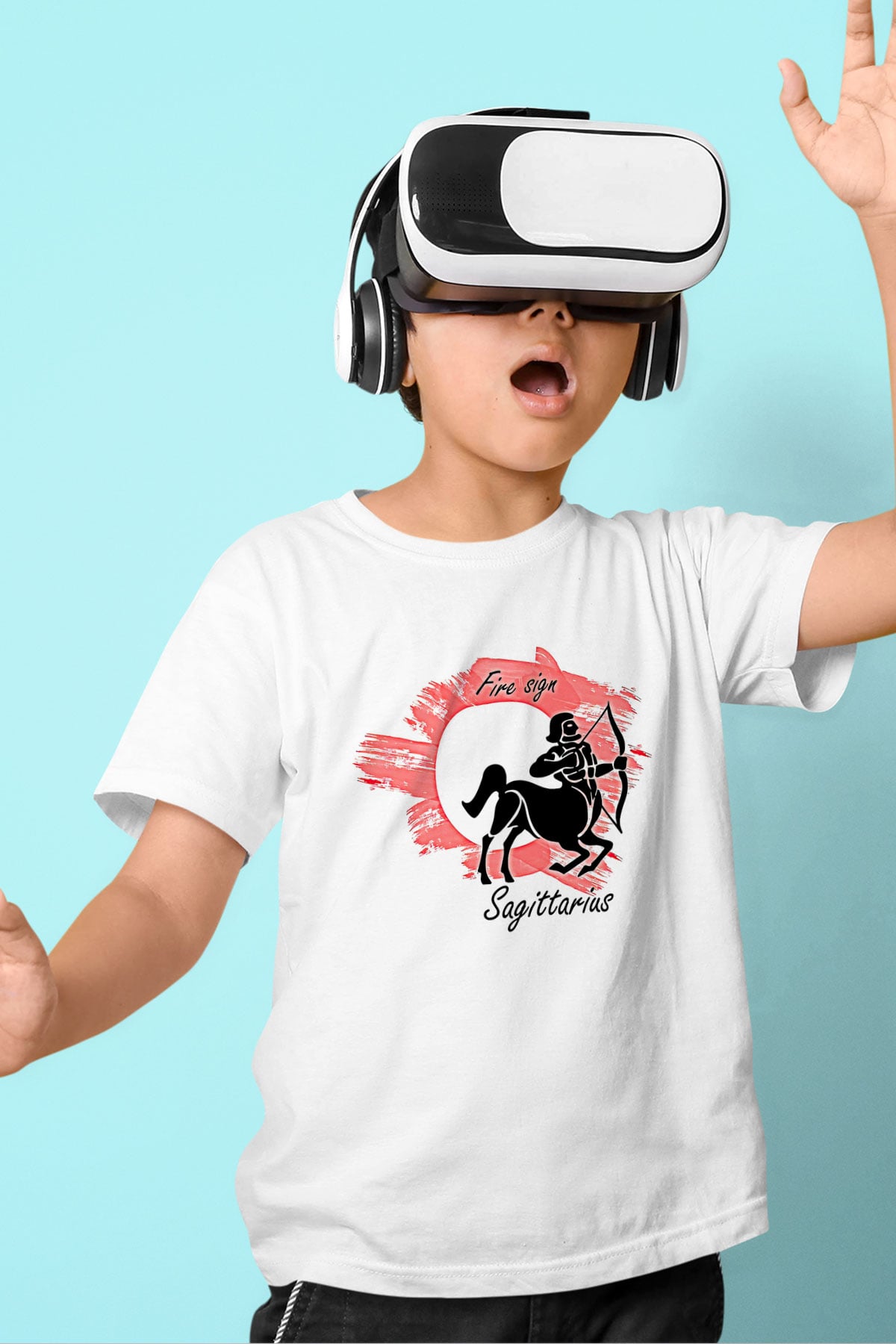 Yay Burcu Baskılı Beyaz Unisex Beyaz Çocuk Tişört - Tshirt