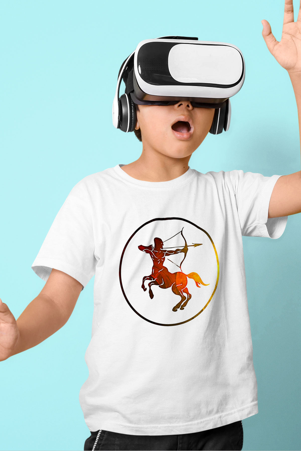 Yay Burcu Baskılı Beyaz Unisex Beyaz Çocuk Tişört - Tshirt