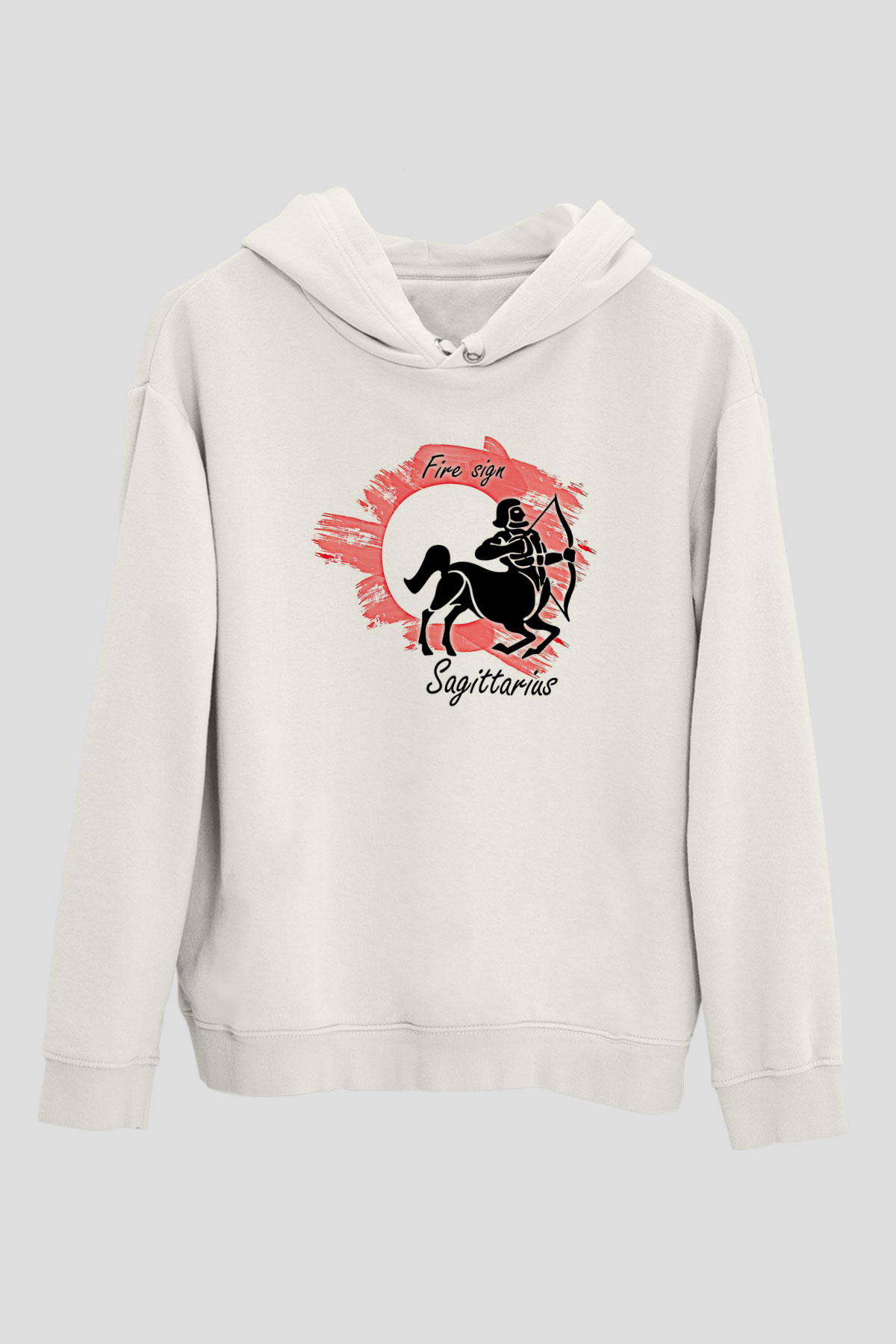 Yay Burcu Baskılı Beyaz Unisex Hoodie