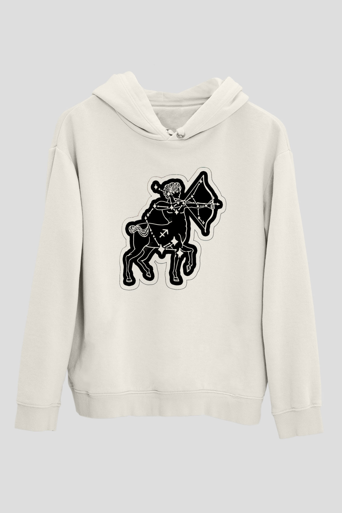 Yay Burcu Baskılı Beyaz Unisex Hoodie