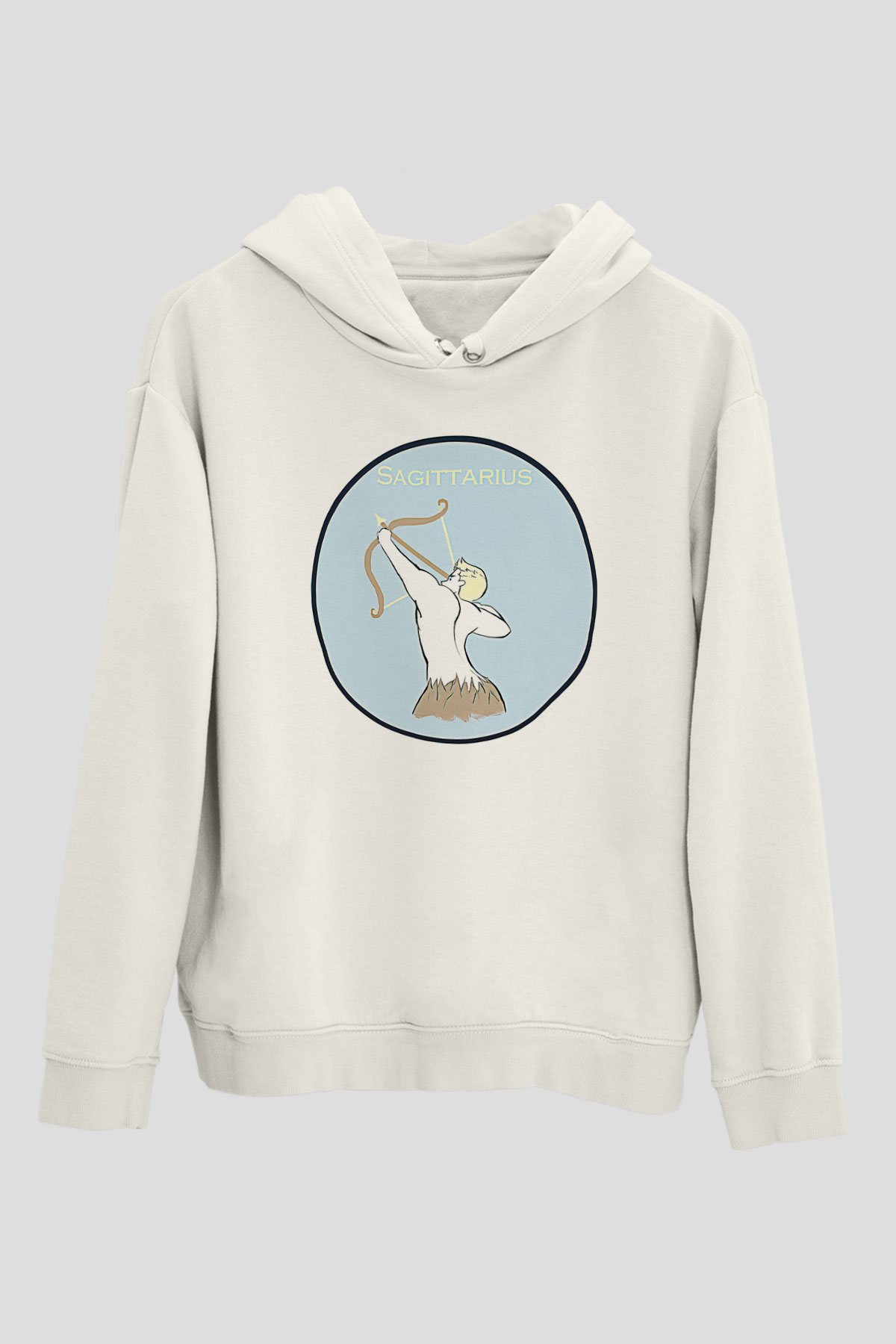 Yay Burcu Baskılı Beyaz Unisex Hoodie
