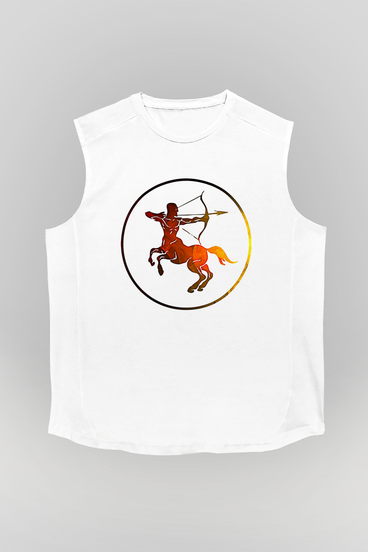 Yay Burcu Baskılı Beyaz Unisex Kolsuz Tişört - Tshirt