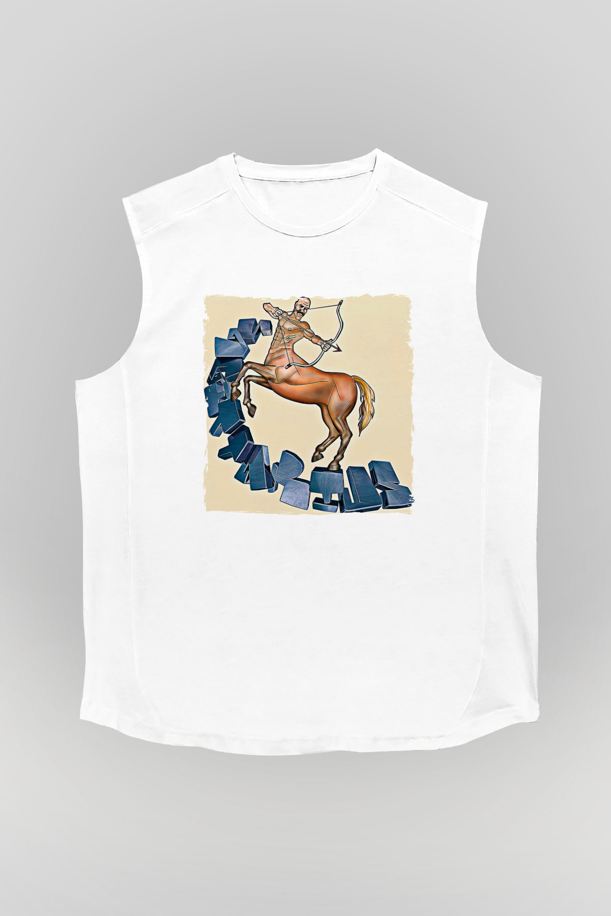 Yay Burcu Baskılı Beyaz Unisex Kolsuz Tişört - Tshirt