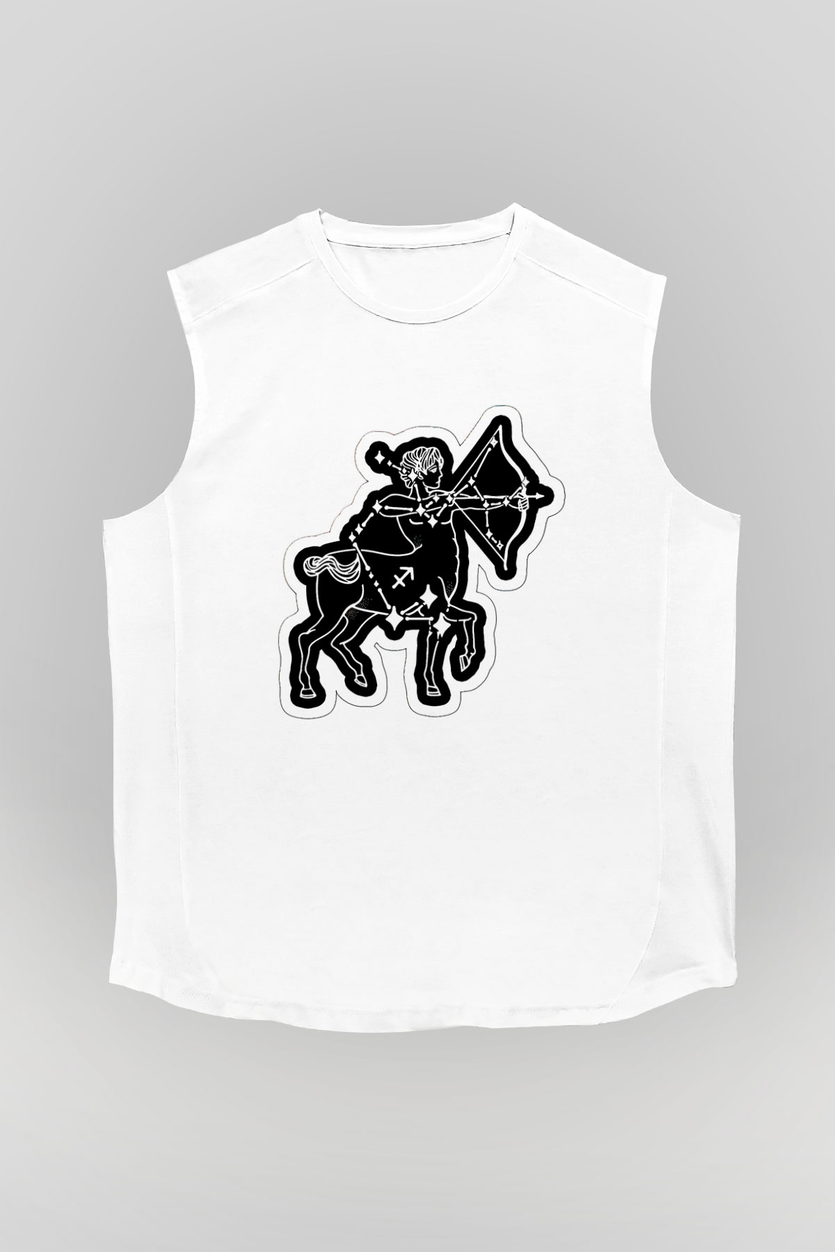 Yay Burcu Baskılı Beyaz Unisex Kolsuz Tişört - Tshirt