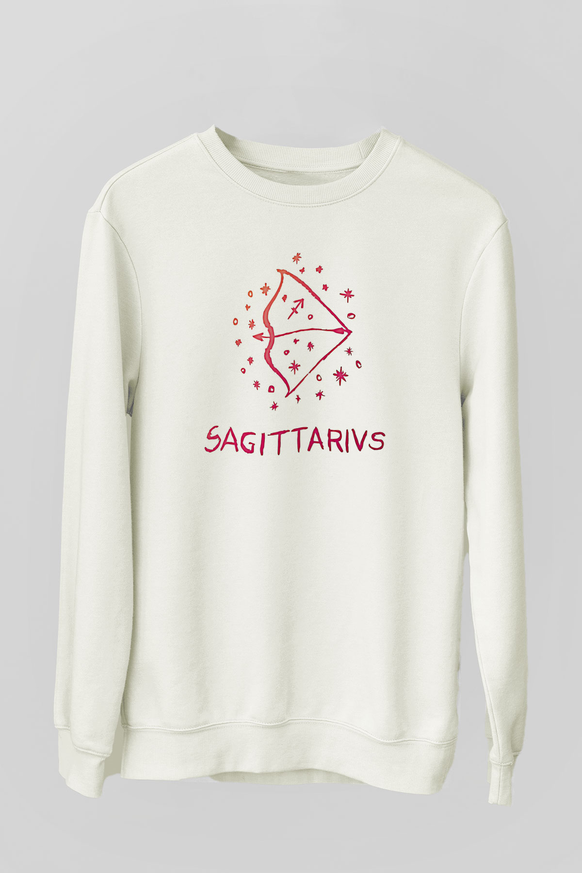 Yay Burcu Baskılı Beyaz Unisex Sweatshirt