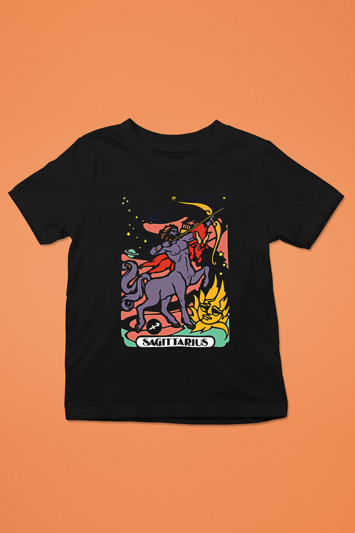 Yay Burcu Baskılı Unisex Siyah Çocuk Tişört - Tshirt