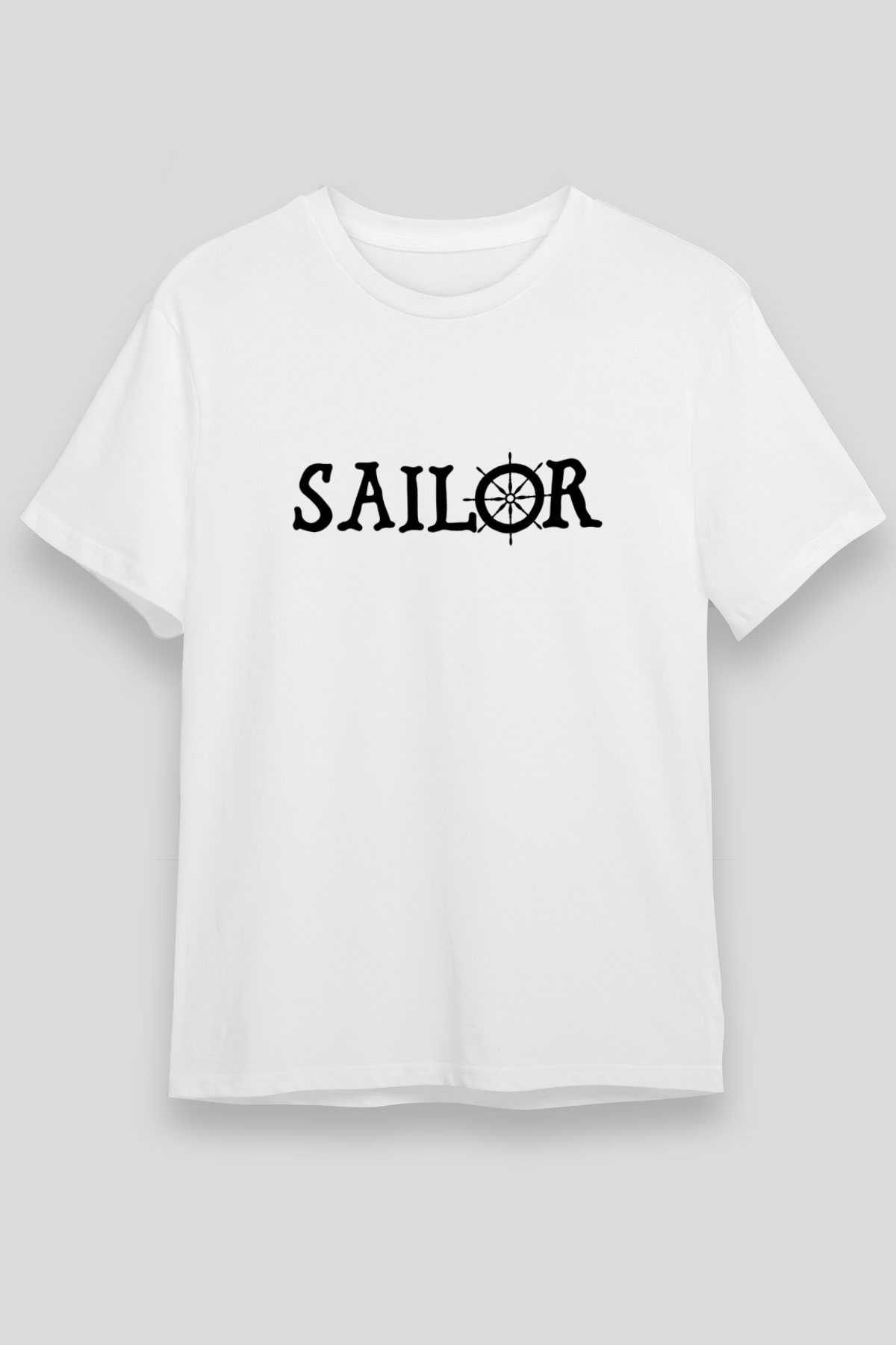 Yelken Baskılı Unisex Beyaz Tişört - Tshirt
