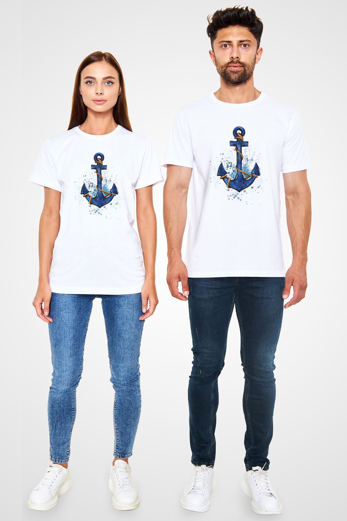 Yelken Baskılı Unisex Beyaz Tişört - Tshirt
