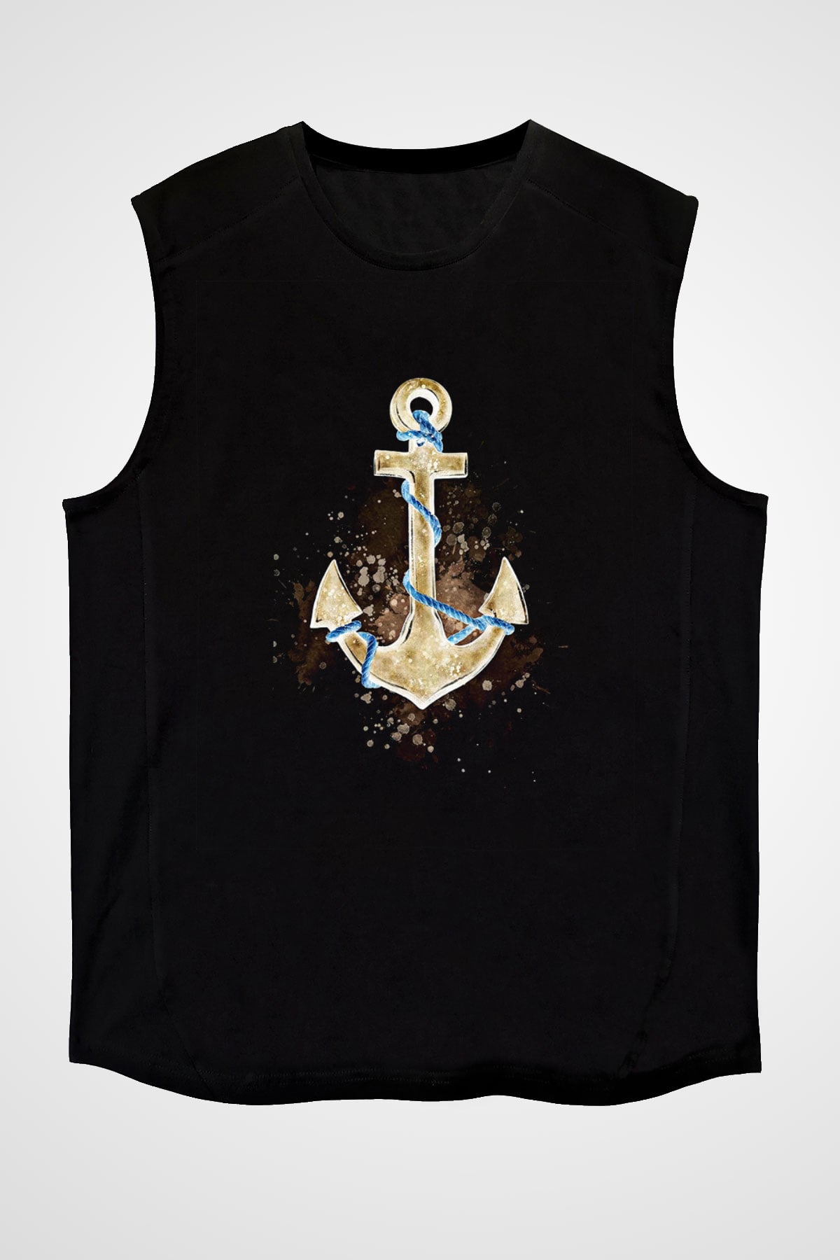 Yelken - Sail Baskılı Unisex Siyah Kolsuz Tişört