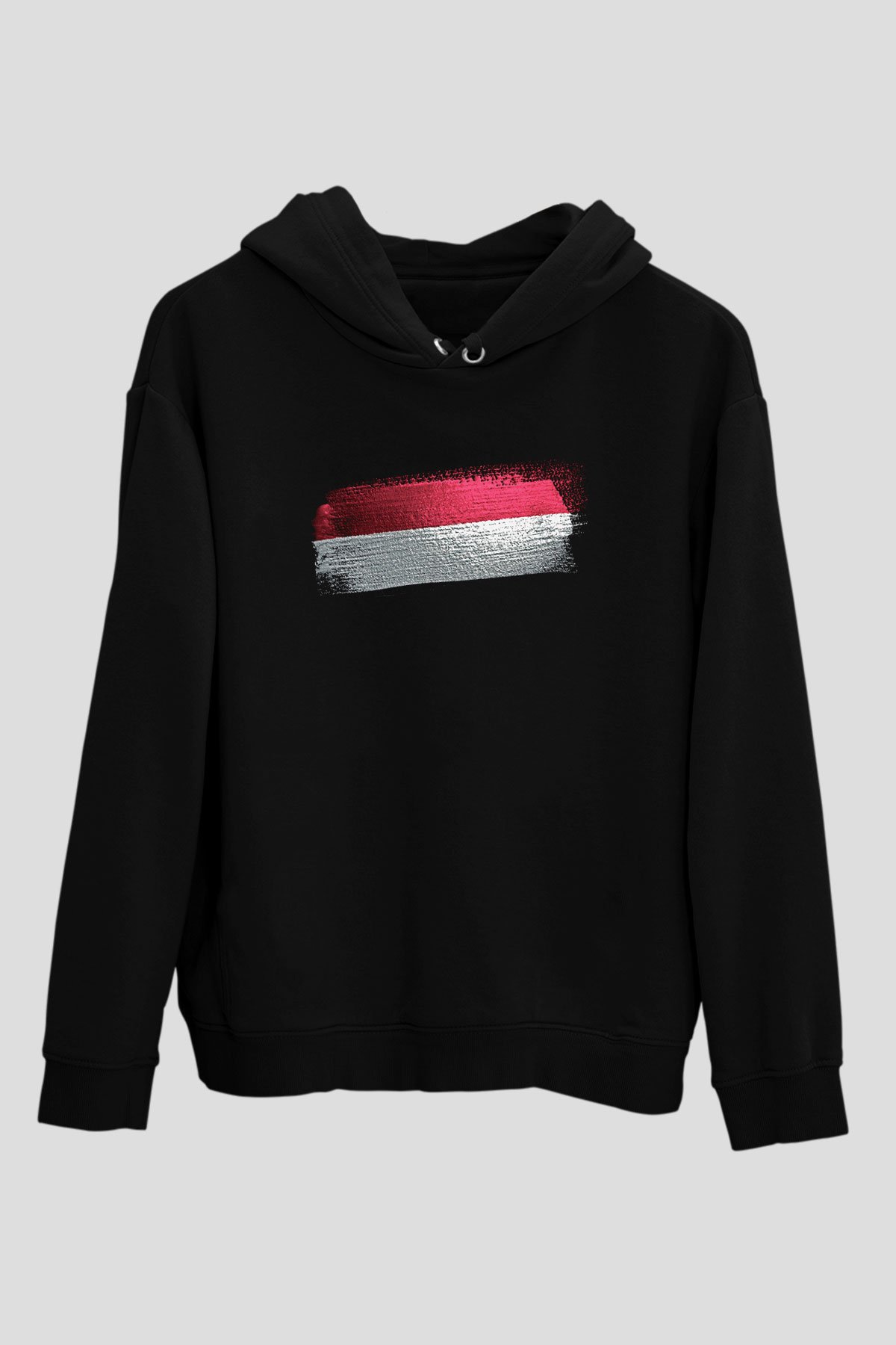 Yemen Bayrağı Baskılı Unisex Siyah Kapüşonlu Sweatshirt