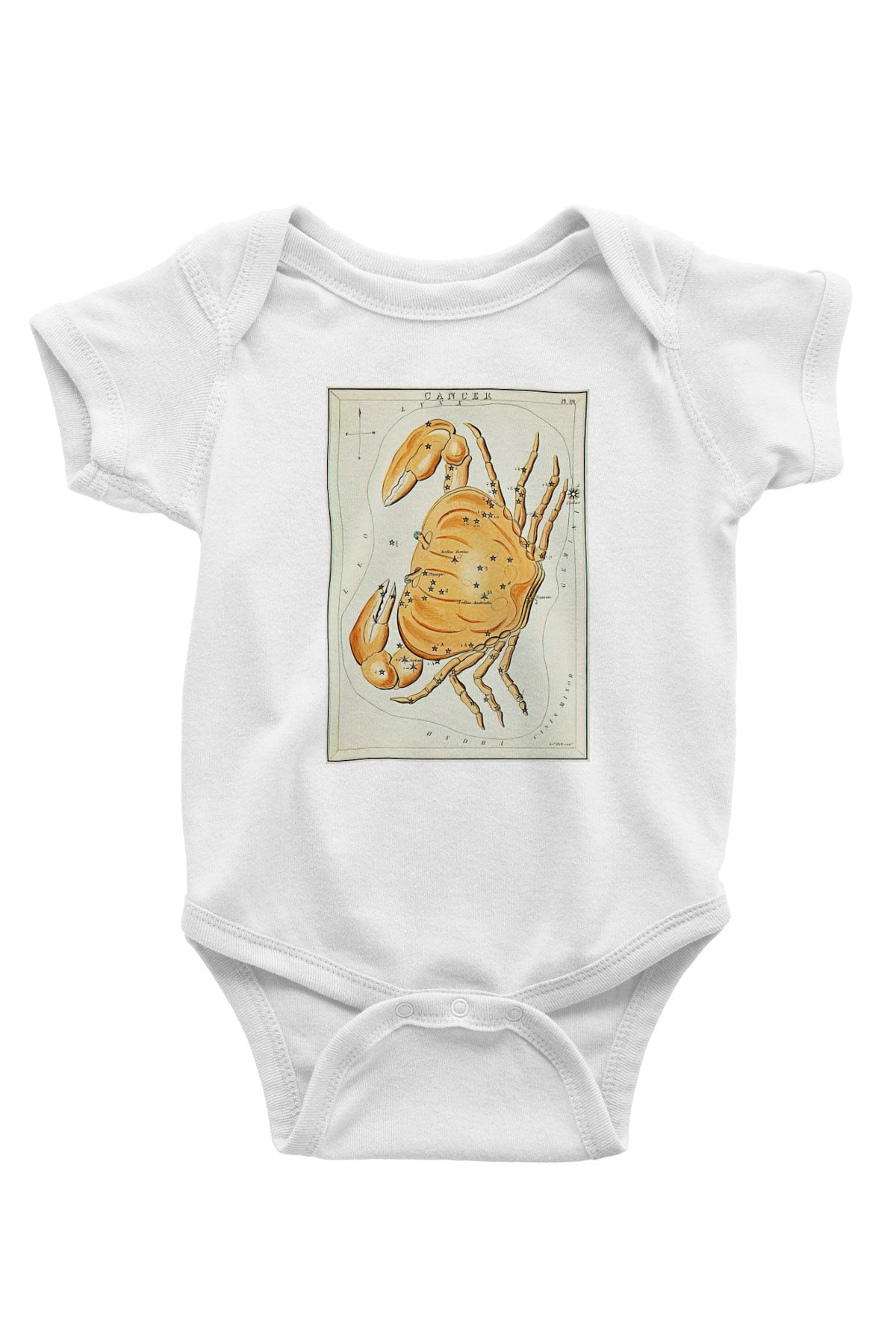 Yengeç Burcu Baskılı Beyaz Unisex Bebek Body - Zıbın