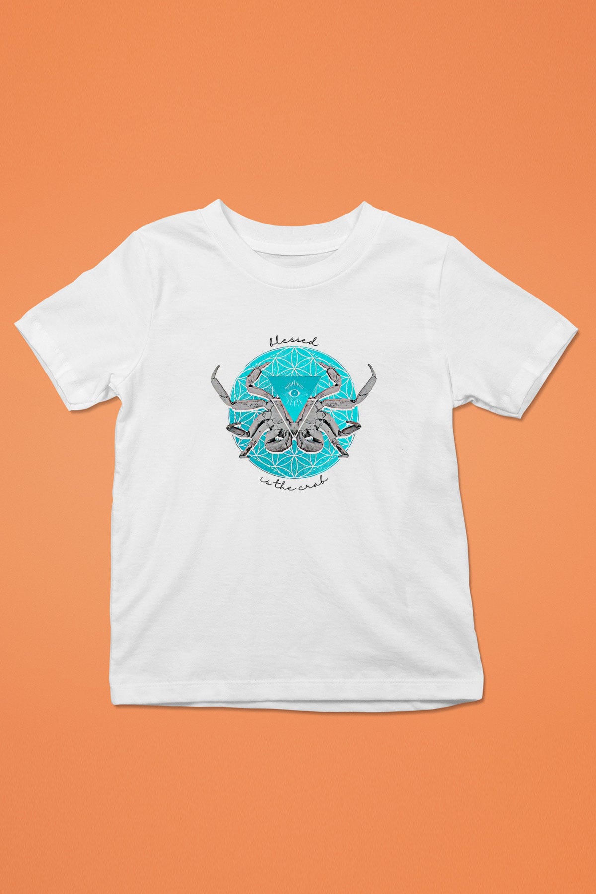 Yengeç Burcu Baskılı Beyaz Unisex Beyaz Çocuk Tişört - Tshirt