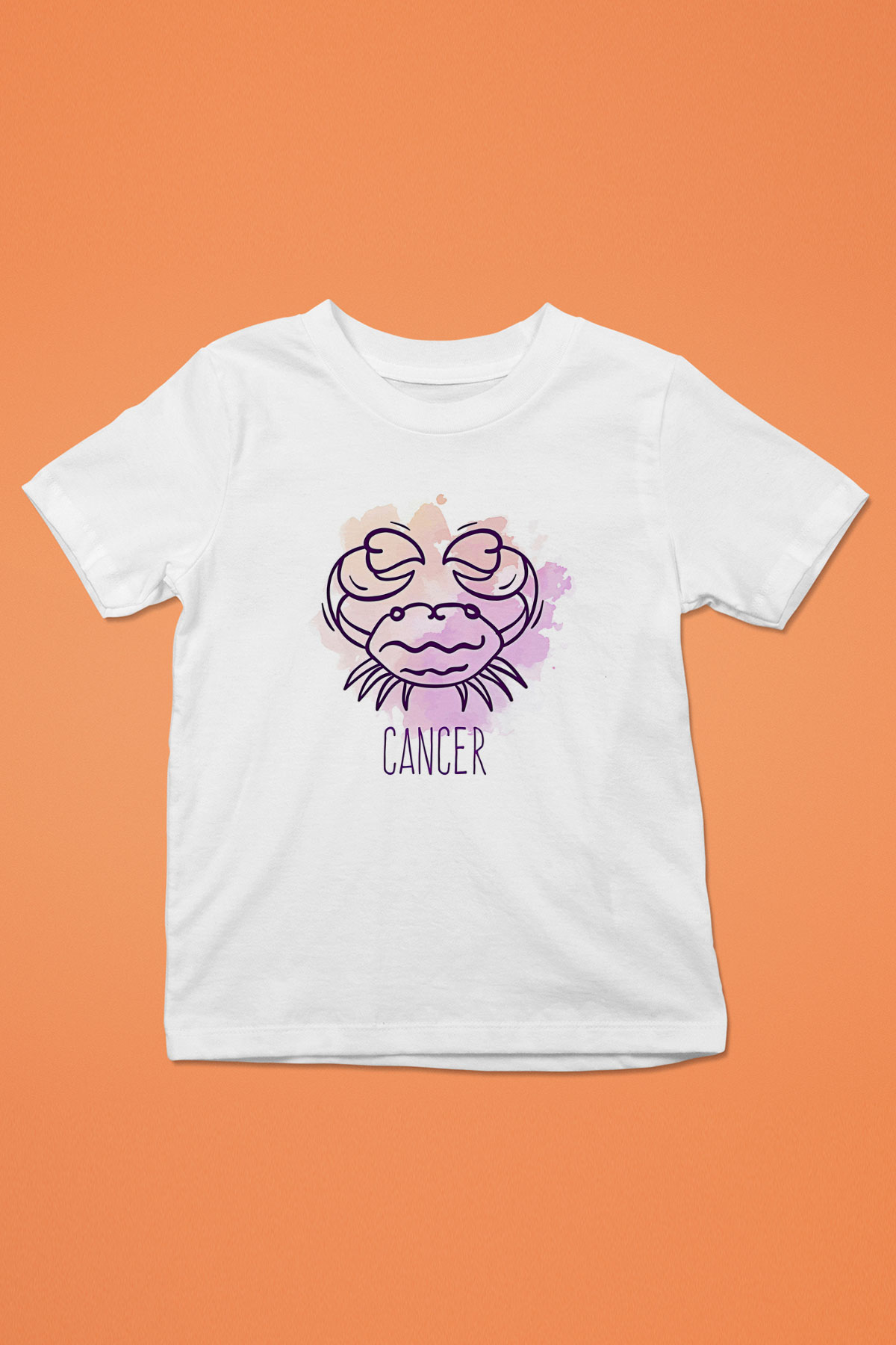 Yengeç Burcu Baskılı Beyaz Unisex Beyaz Çocuk Tişört - Tshirt
