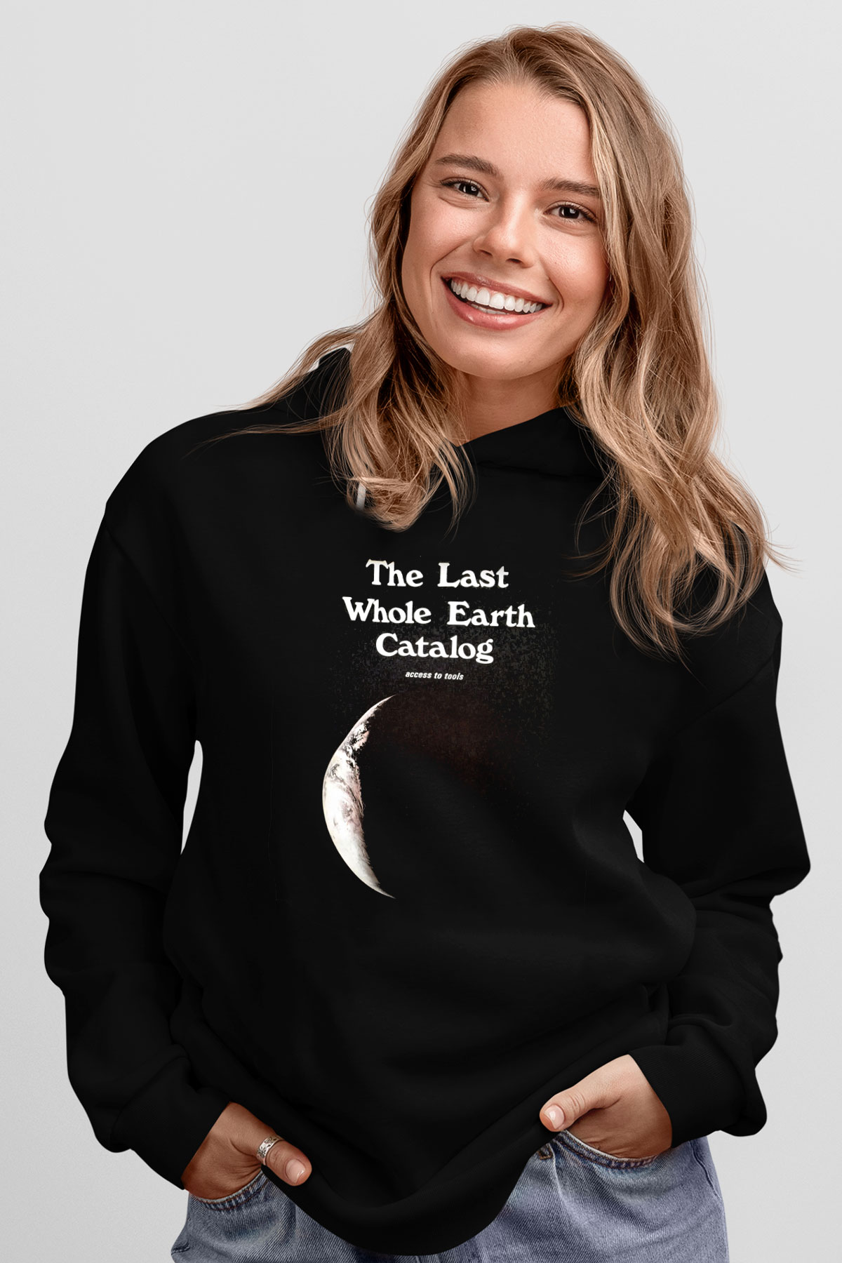 Yer yüzü Siyah Unisex Hoodie