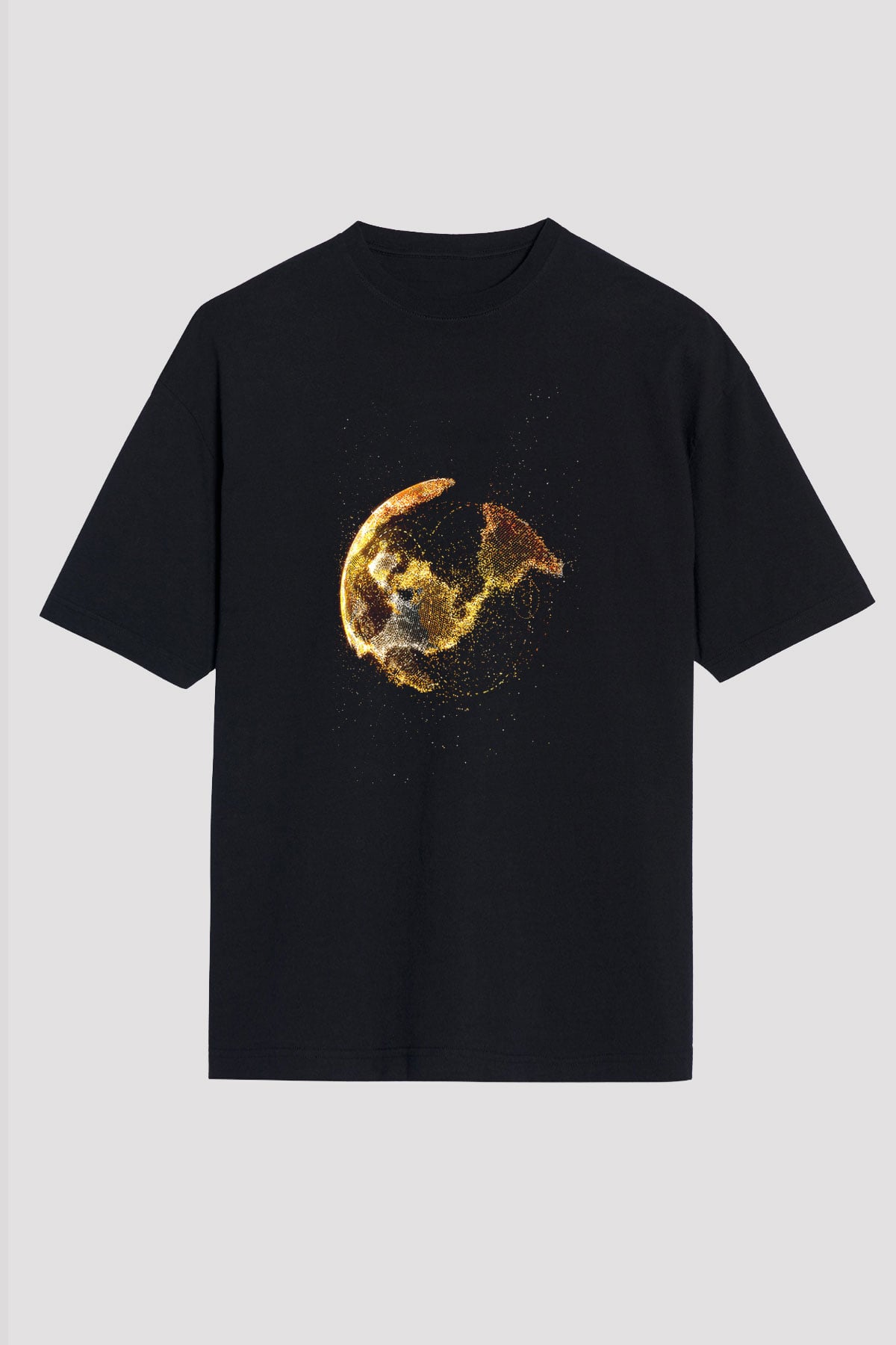 Yer yüzü Siyah Unisex Oversize Tişört T-Shirt