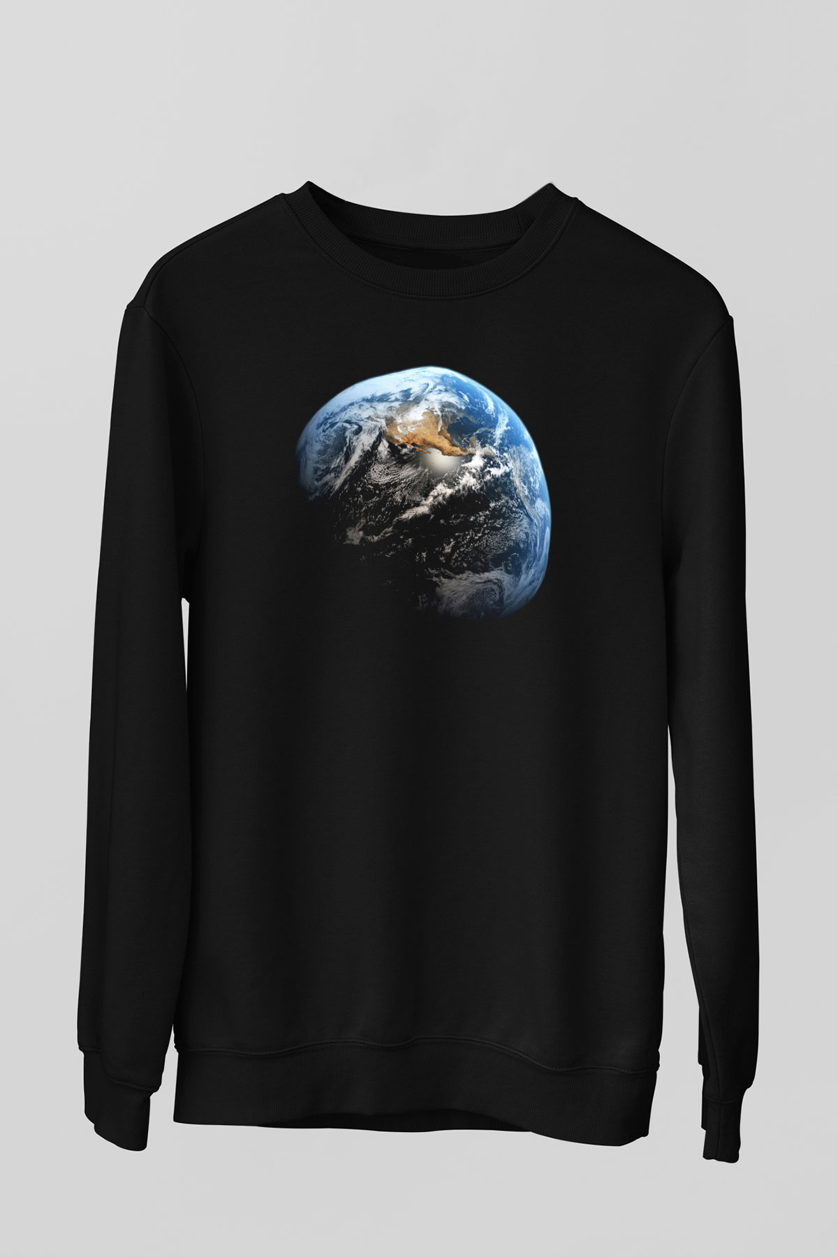 Yer yüzü Siyah Unisex Sweatshirt