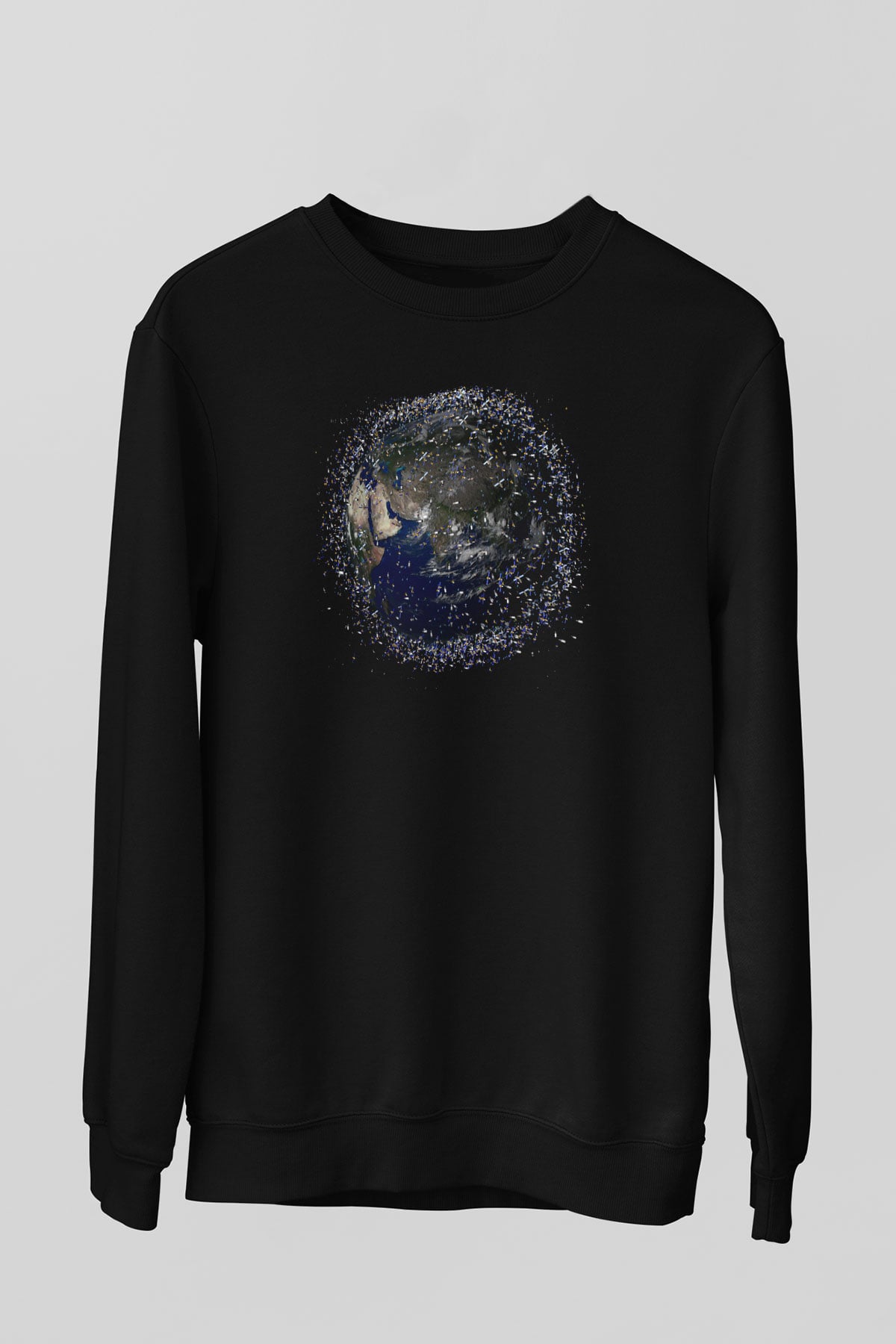 Yer yüzü Siyah Unisex Sweatshirt