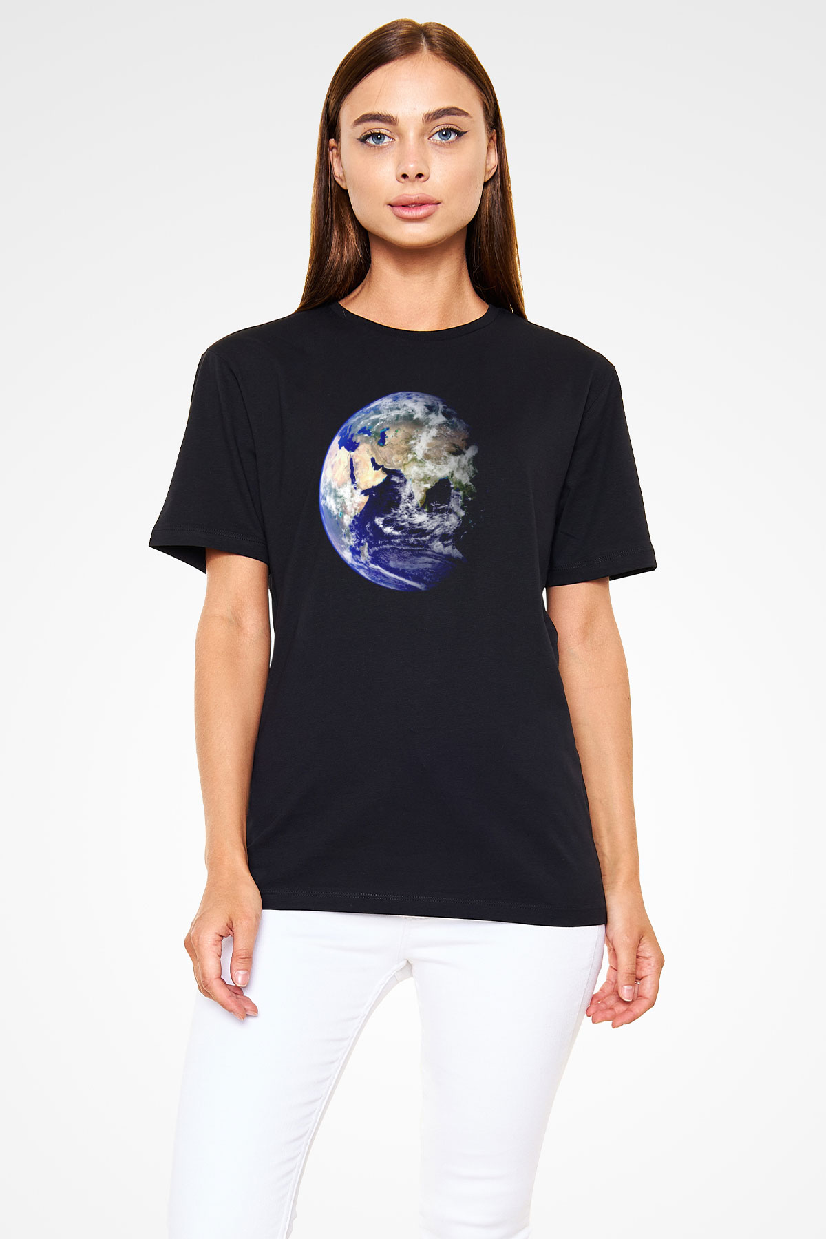 Yer yüzü Siyah Unisex Tişört T-Shirt - TişörtFabrikası